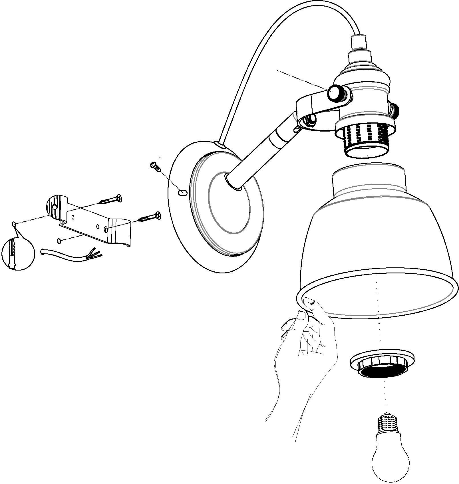 EGLO Wandlamp THORNFORD Wandlamp, vintage, retro, E27, IP20, woonkamerlamp, lamp