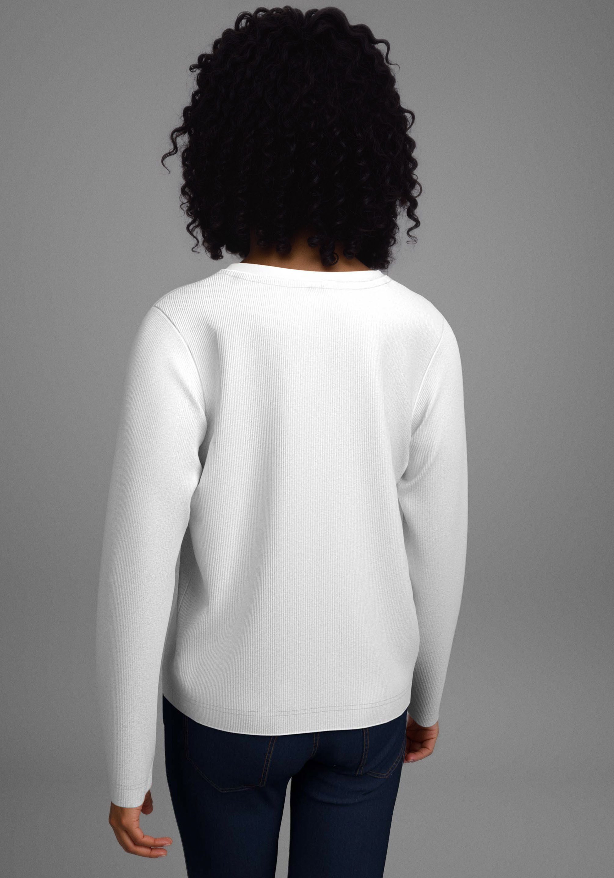 H.I.S Shirt met lange mouwen 2-pack shirts van ribstof (2-delig)