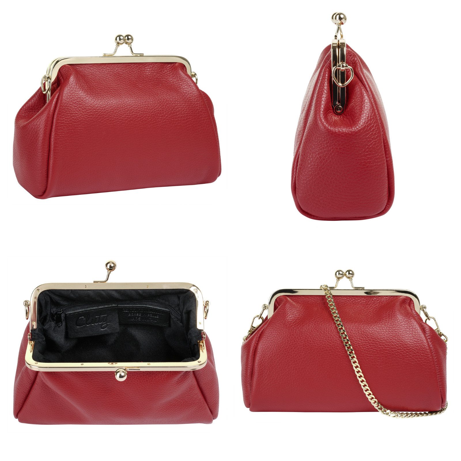 Cluty Avondtasje echt leer, made in italy