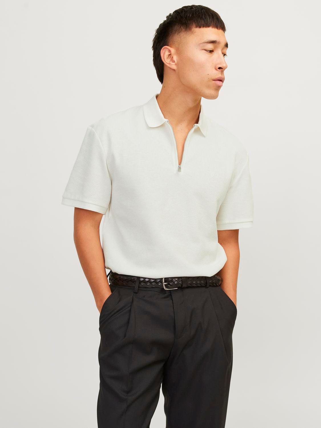 JACK & JONES PREMIUM polo JPRCCJOHNNY met logo cloud dancer