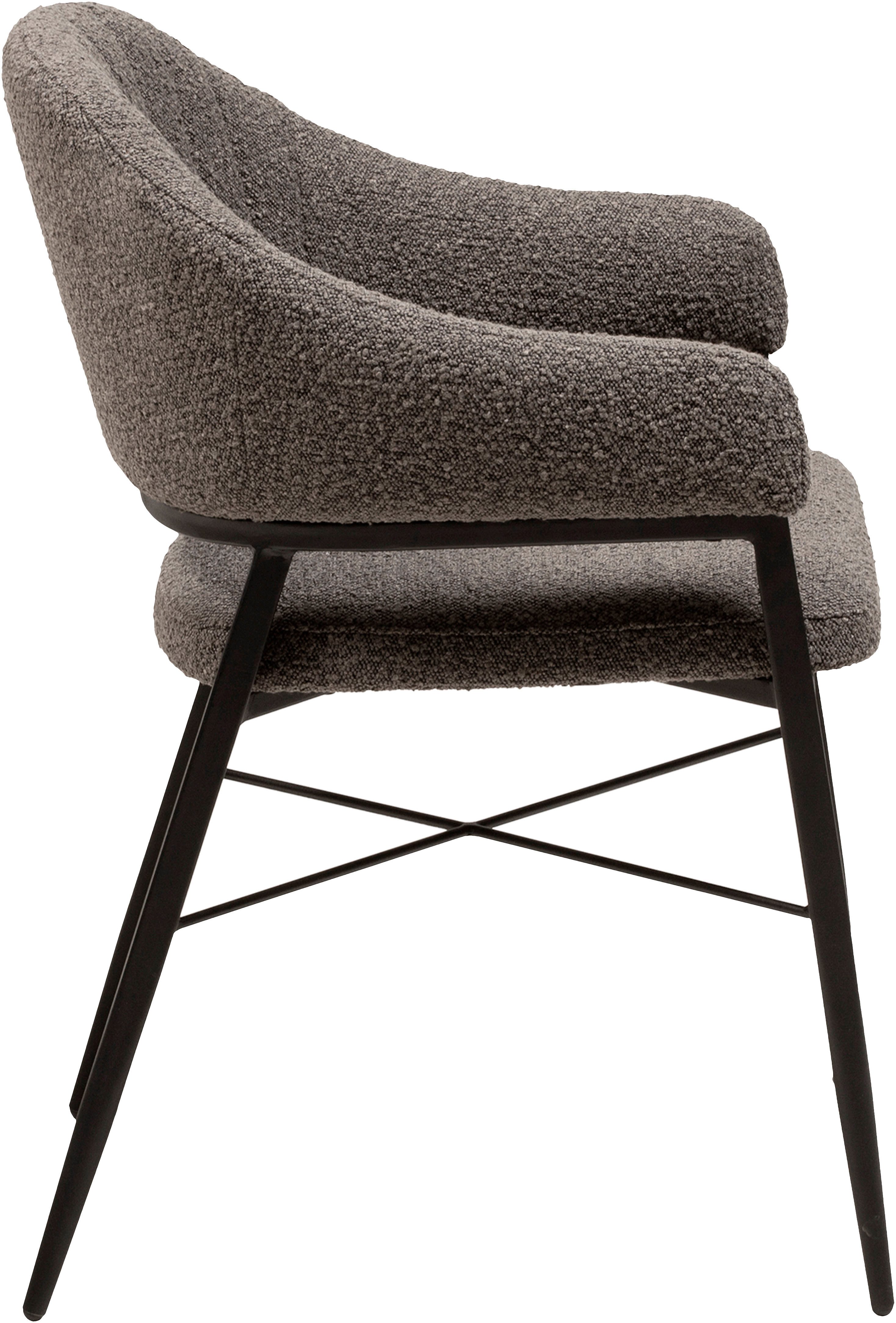OMG Design Stoel met armleuningen Roma comfortabele eetkamerstoel, gestoffeerde stoel met bouclé bekleding