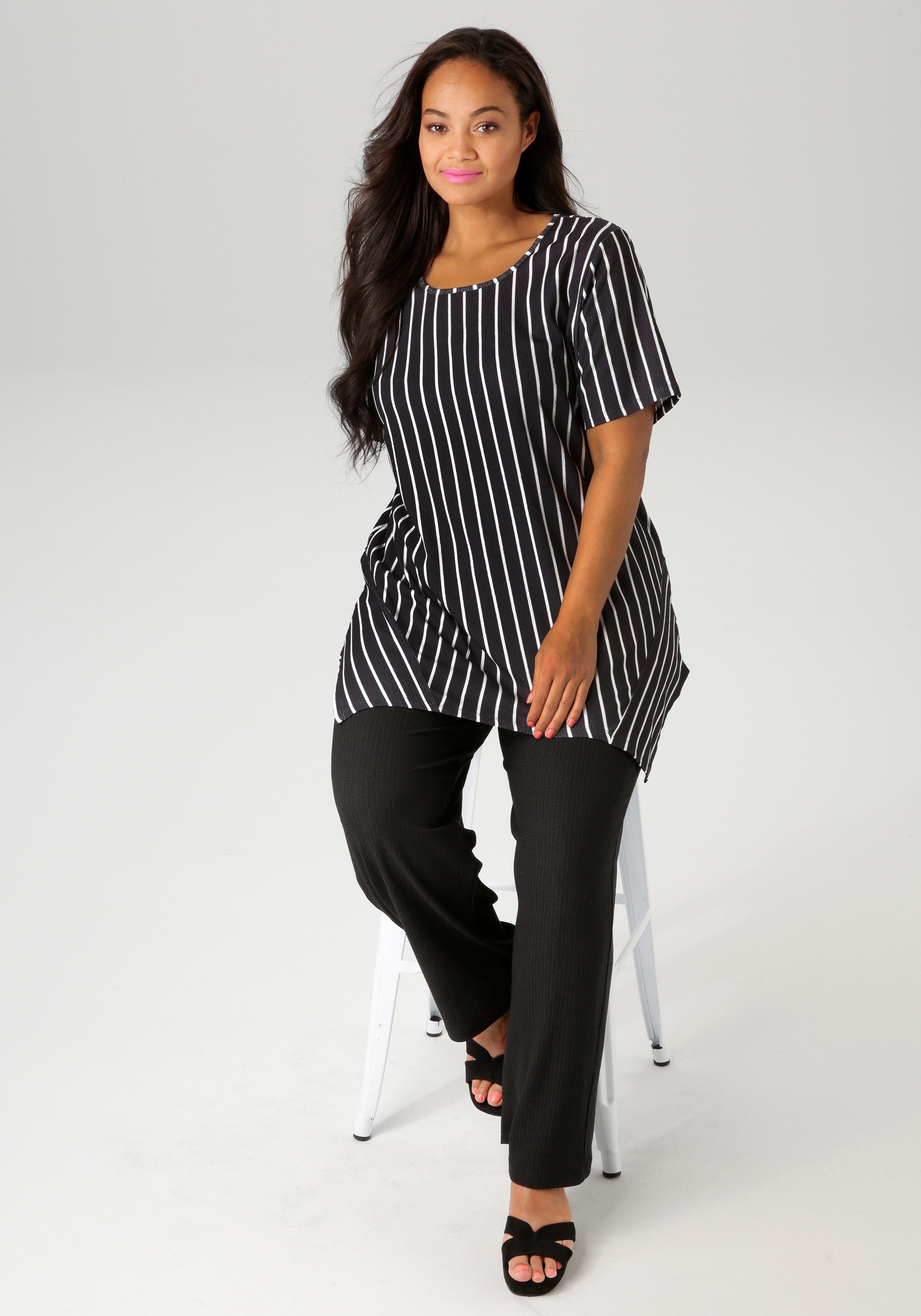 Aniston PLUS Shirt met subtiele streep-look structuur