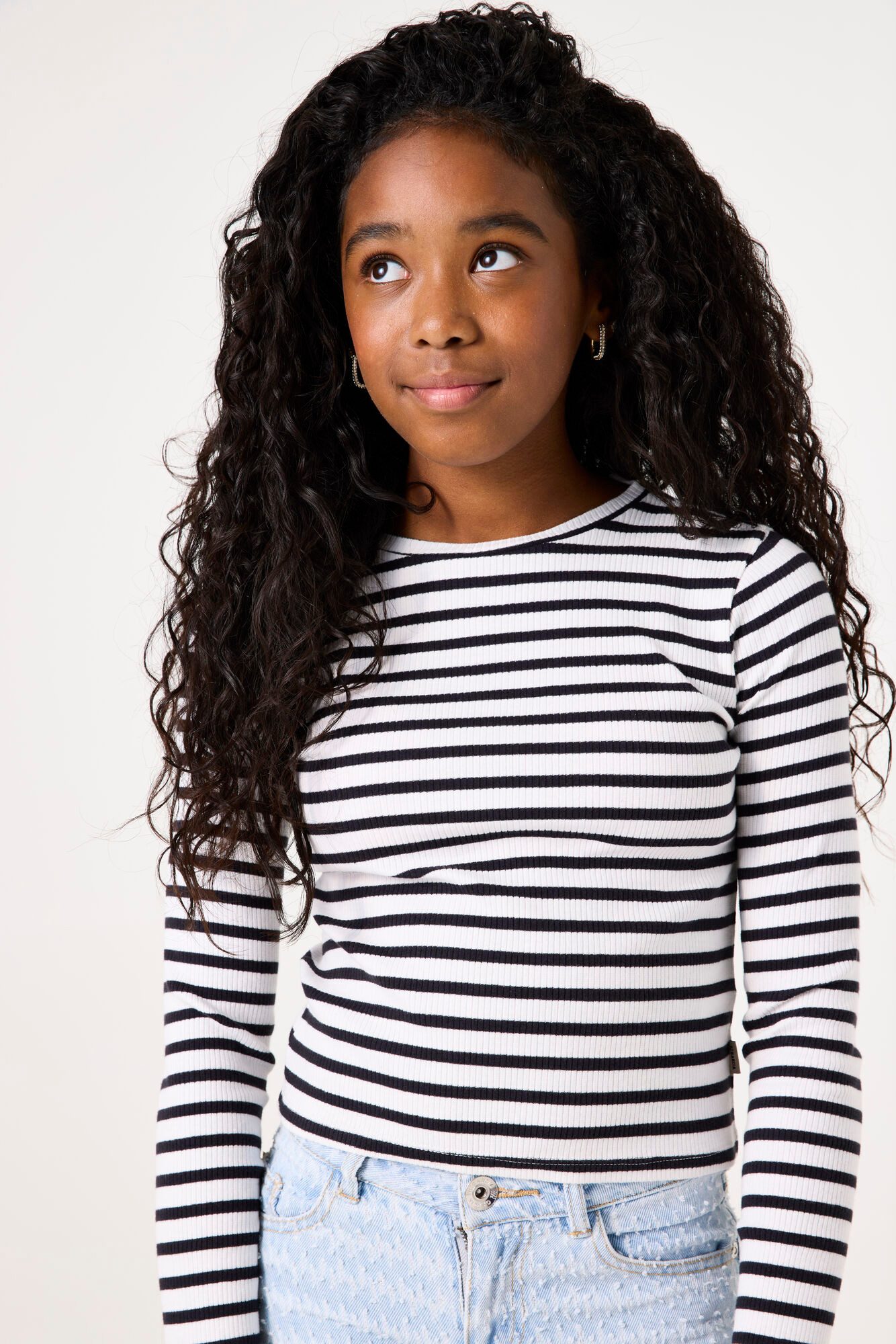 Garcia Shirttop met gestreept patroon meisjes t-shirts maat 164 (170) zwart
