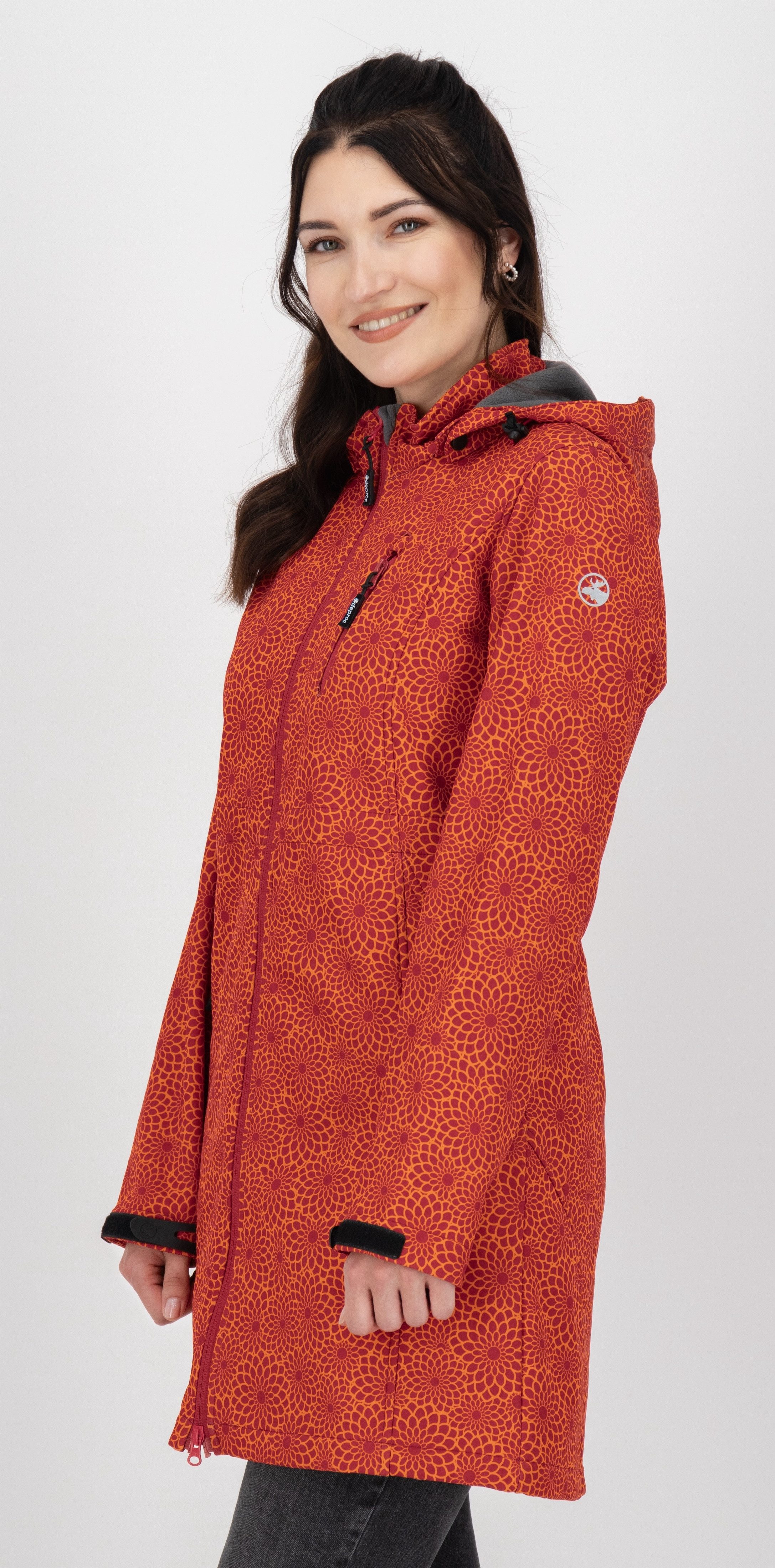 DEPROC Active Softshell-jack SHELBY LONG lichte softshell korte mantel met afneembare capuchon