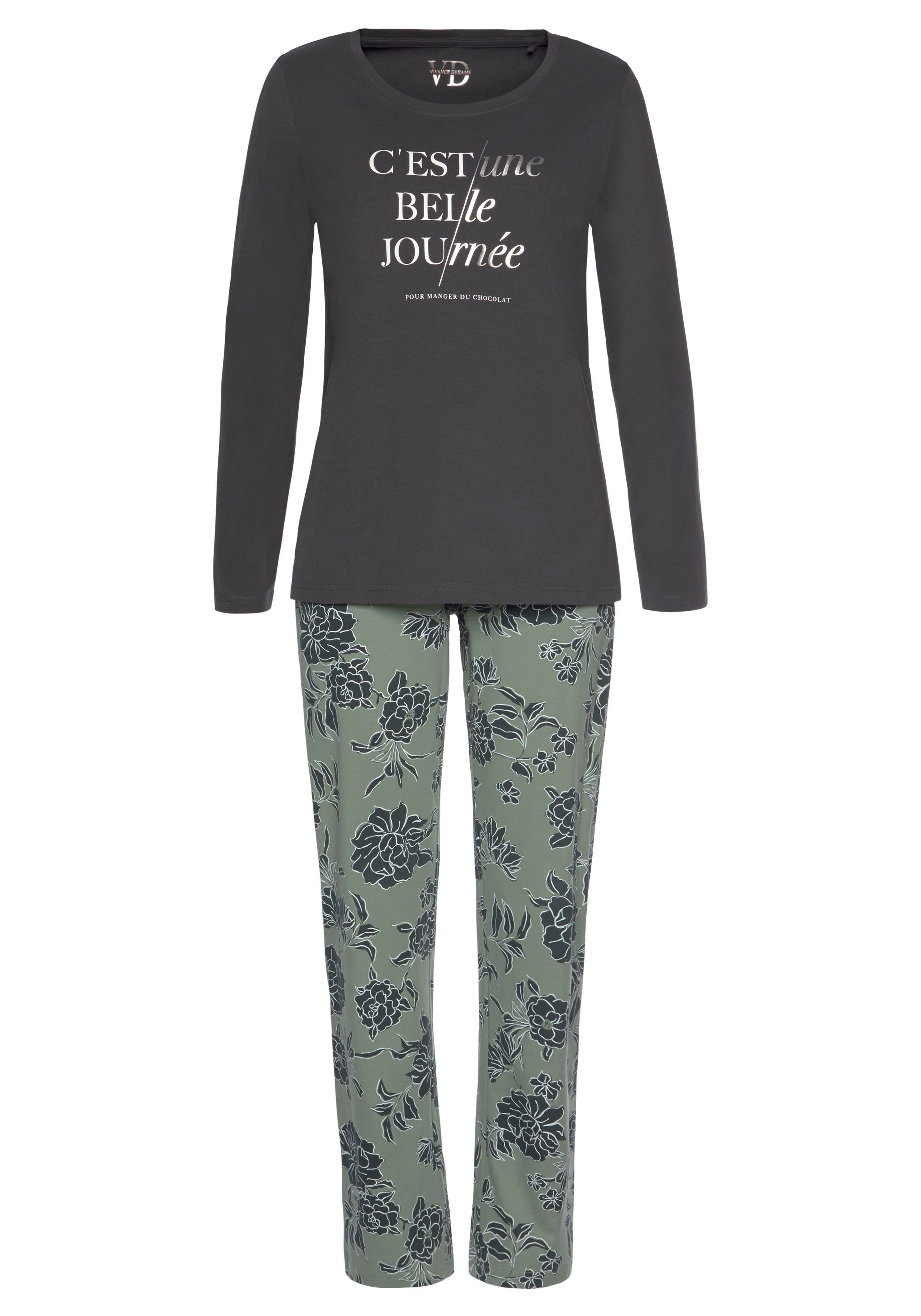 Vivance Dreams Pyjama met groot bloemdessin (2-delig, 1 stuk)