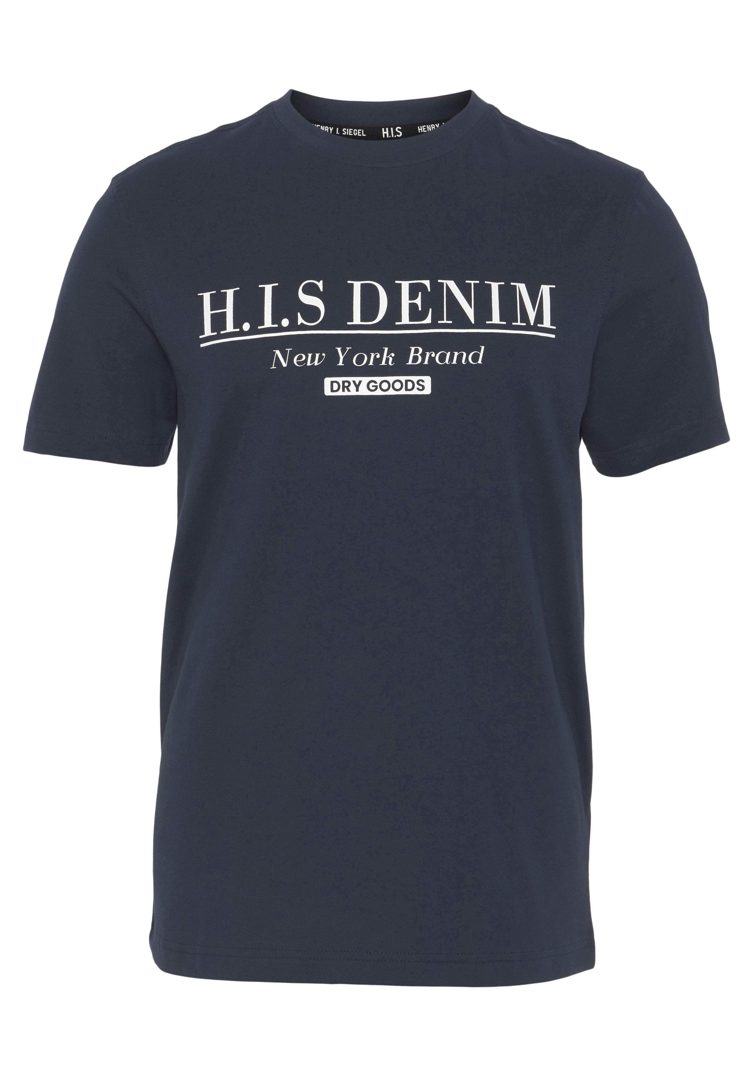 H.I.S T-shirt smalle pasvorm, bedrukt ontwerp, ronde hals