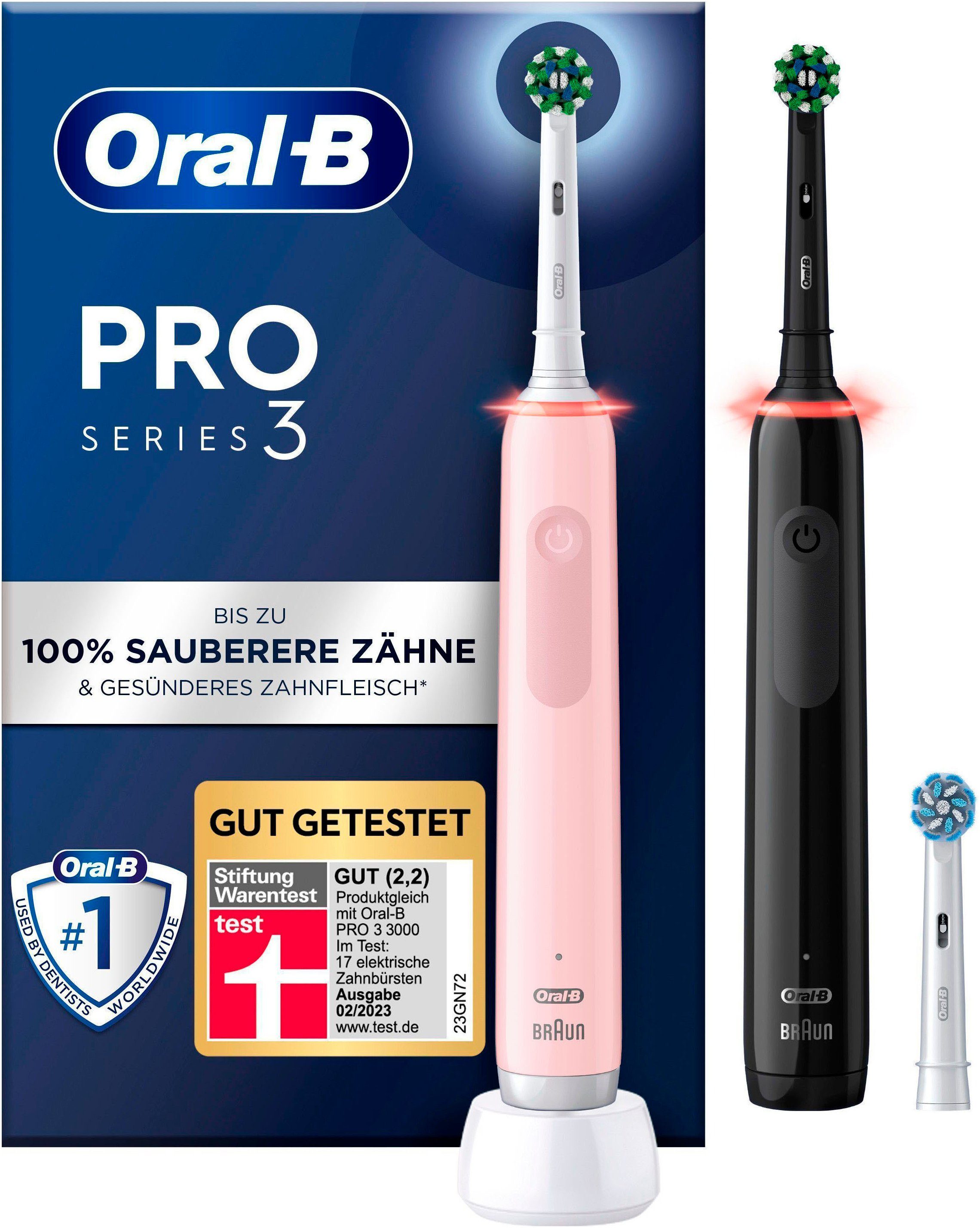 oral b elektrische tandenborstel pro 3 3900 dubbelpak 3 reinigingsstanden zwart