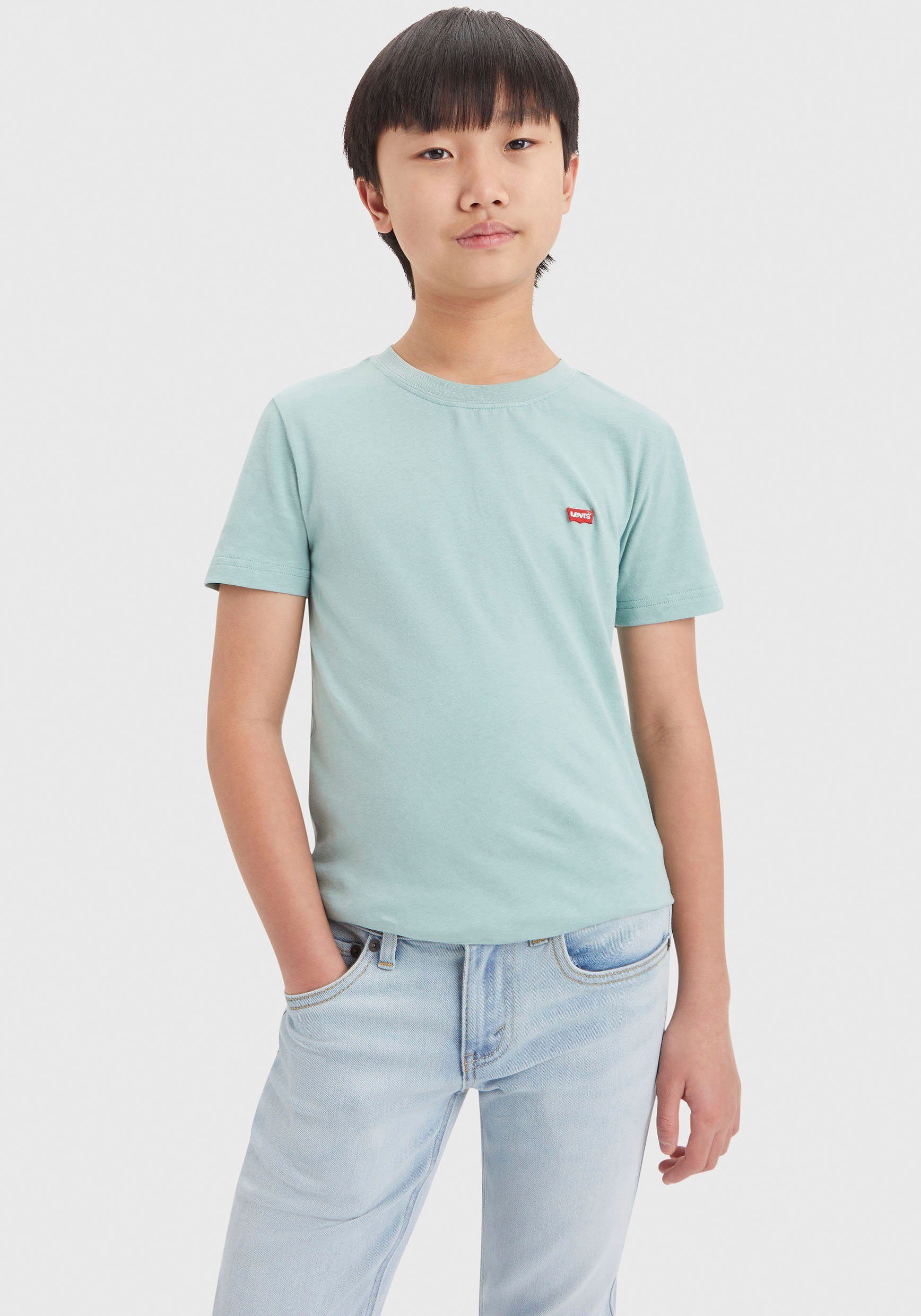 Levis Levi's Kids T-shirt grijsblauw Jongens Katoen Ronde hals Effen 116
