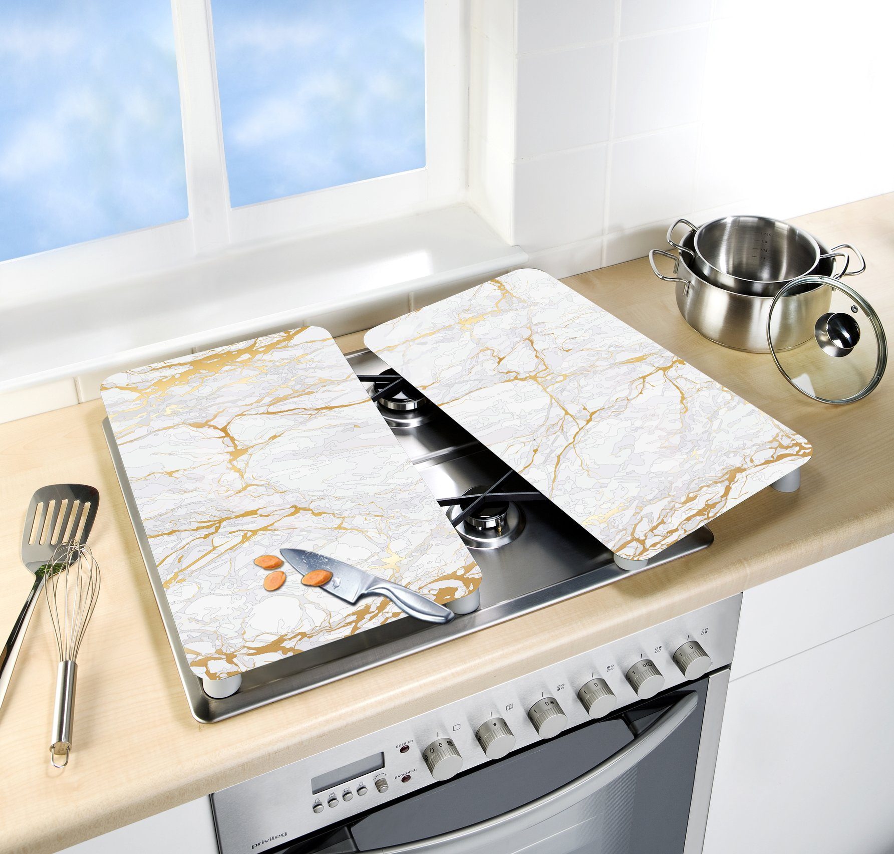 WENKO Kookplaatdeksel Universal Model Marmor Gold (set, 2-delig)