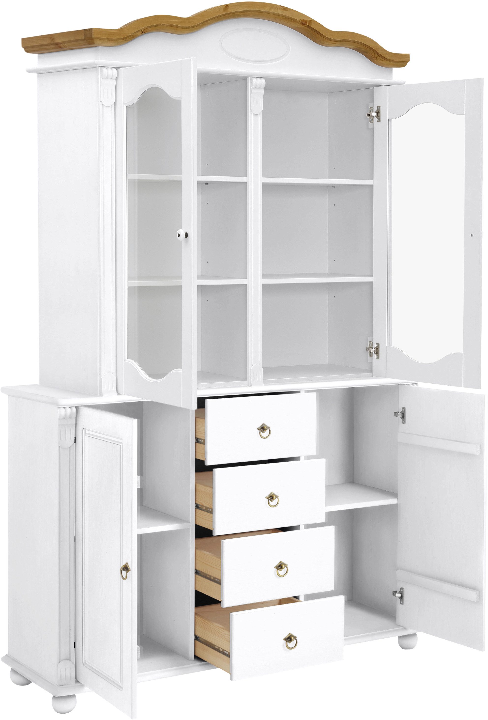 Home affaire Kast met laden en deuren Tessin, buffetonderkast, klassieke landelijke stijl van massief, fsc®-gecertificeerd dennenhout, 128cm breed