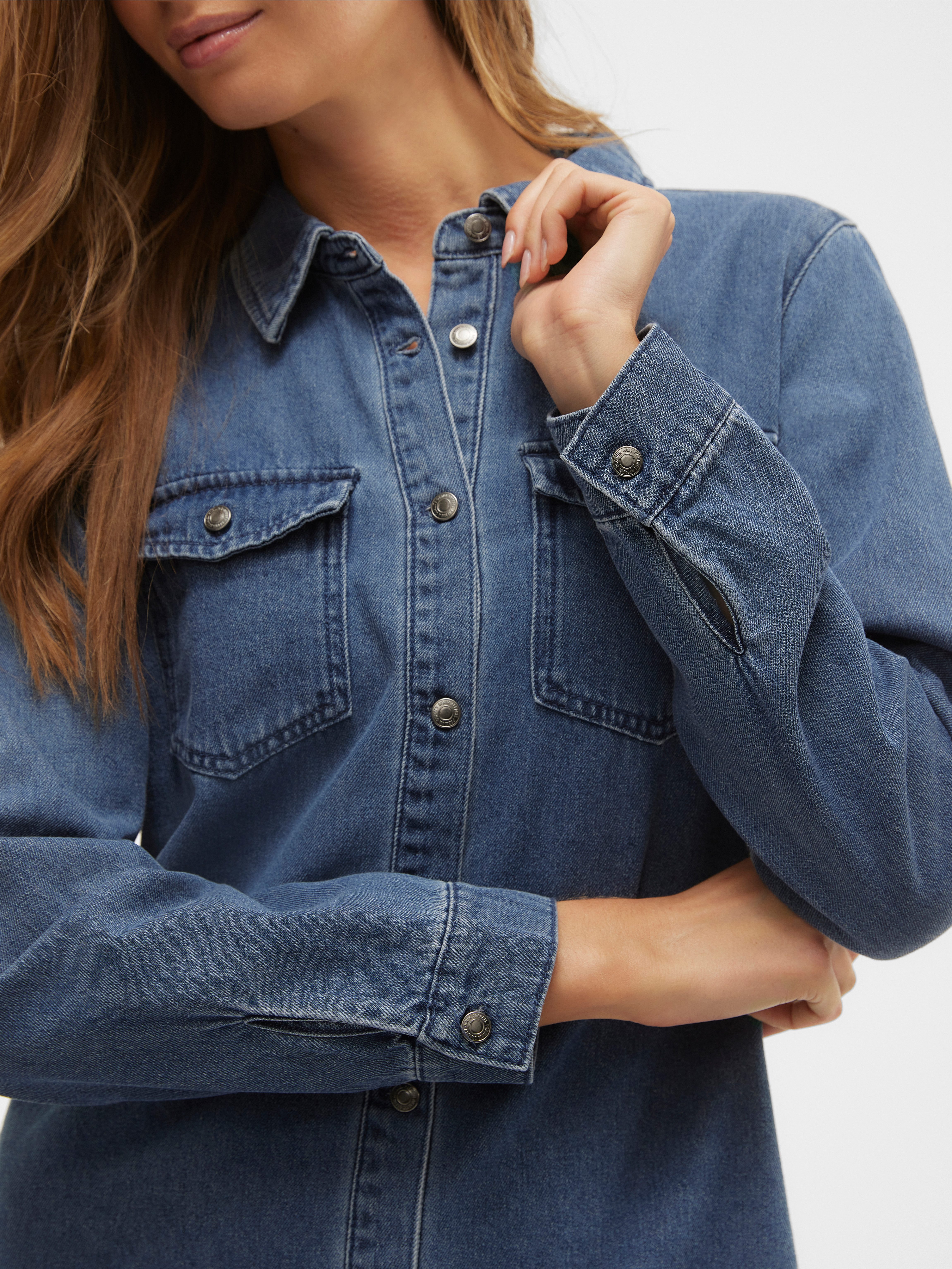 Vero Moda Jeans jurk VMJENNIE LS SHORT DENIM DRESS GA NOOS