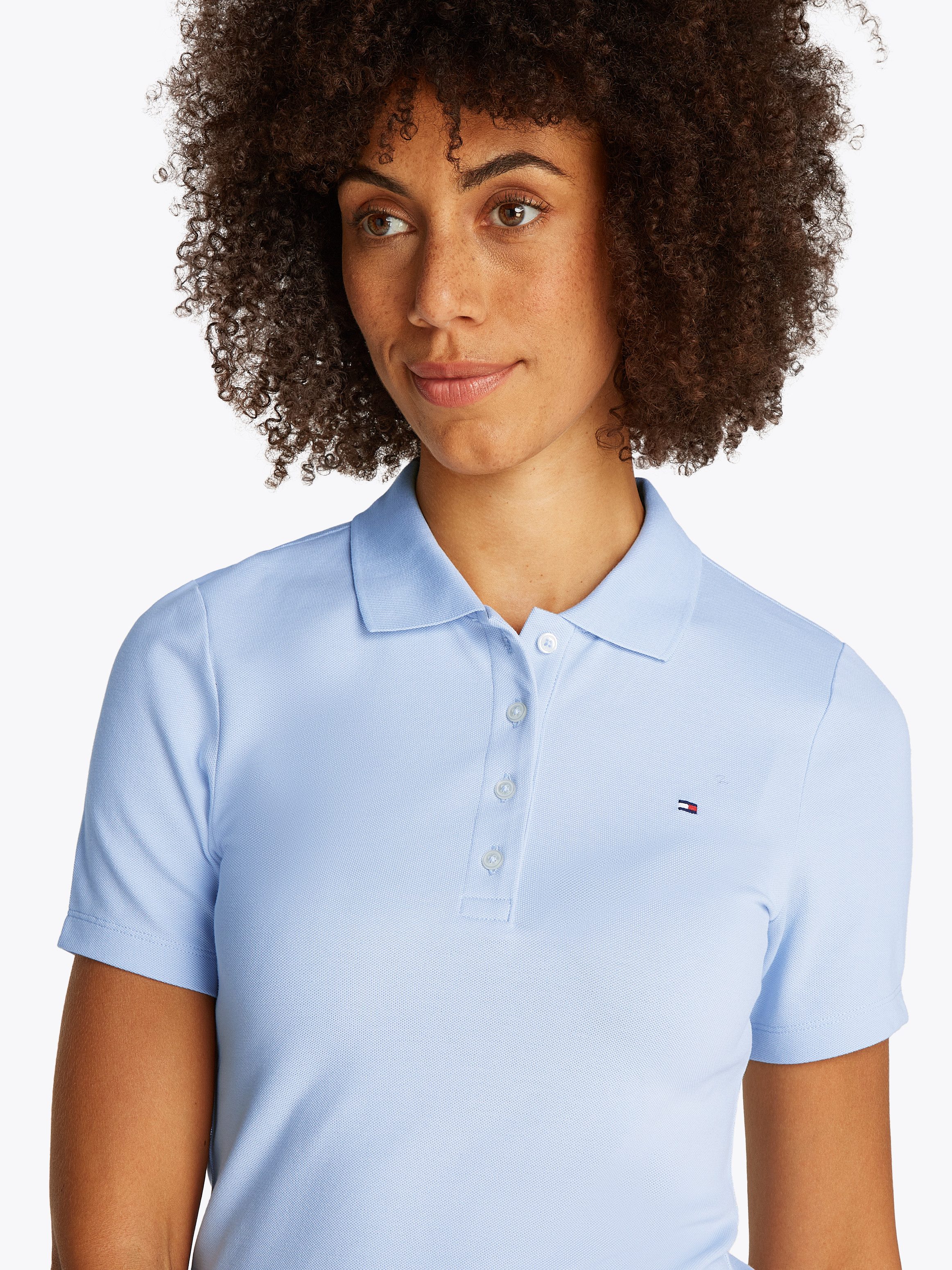 Tommy Hilfiger Poloshirt 1985 Slim Fit Pique Premium met logo-borduursel, met zijsplitten