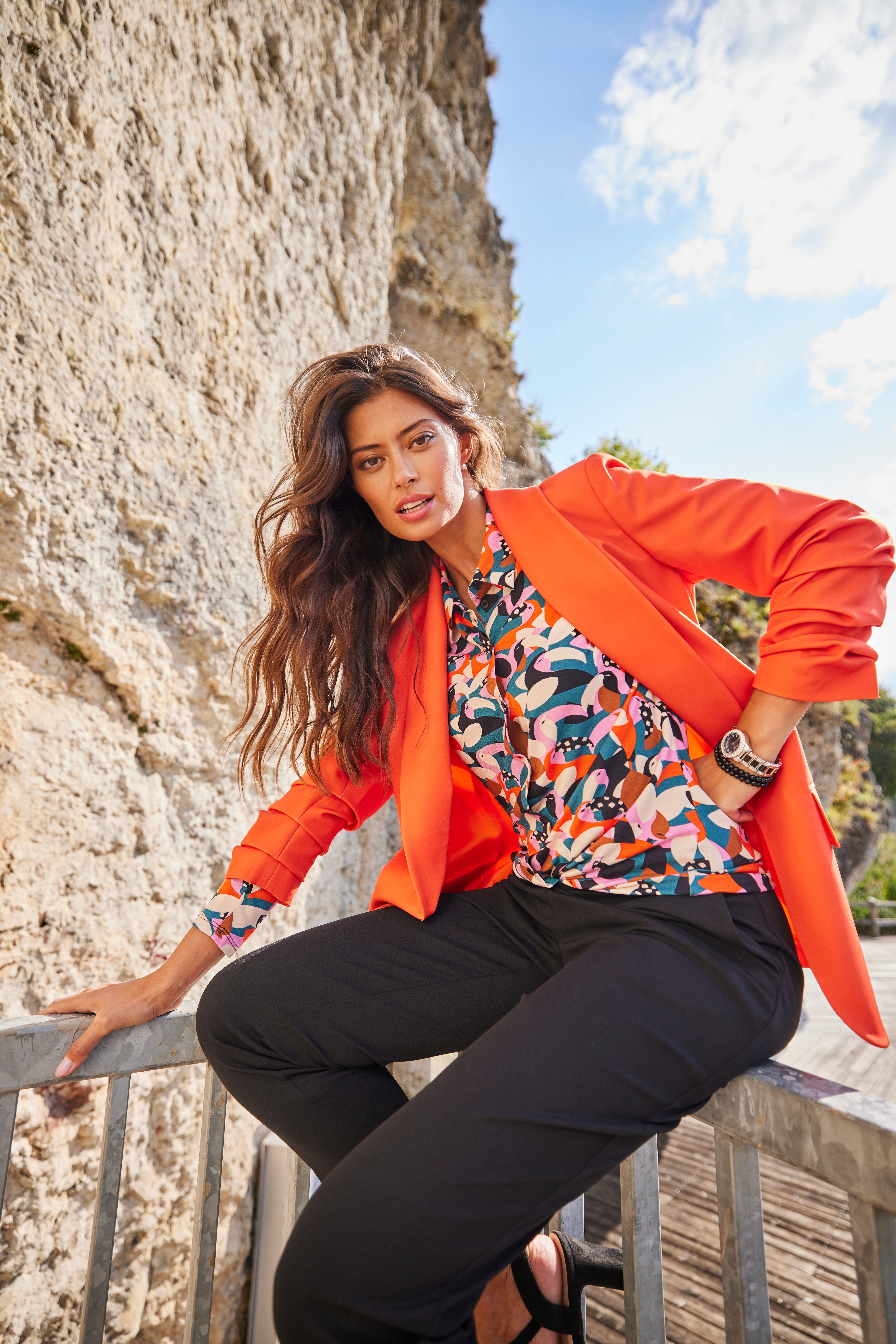 Aniston SELECTED Lange blazer met modieuze reverskraag en gerimpelde mouwen nieuwe collectie