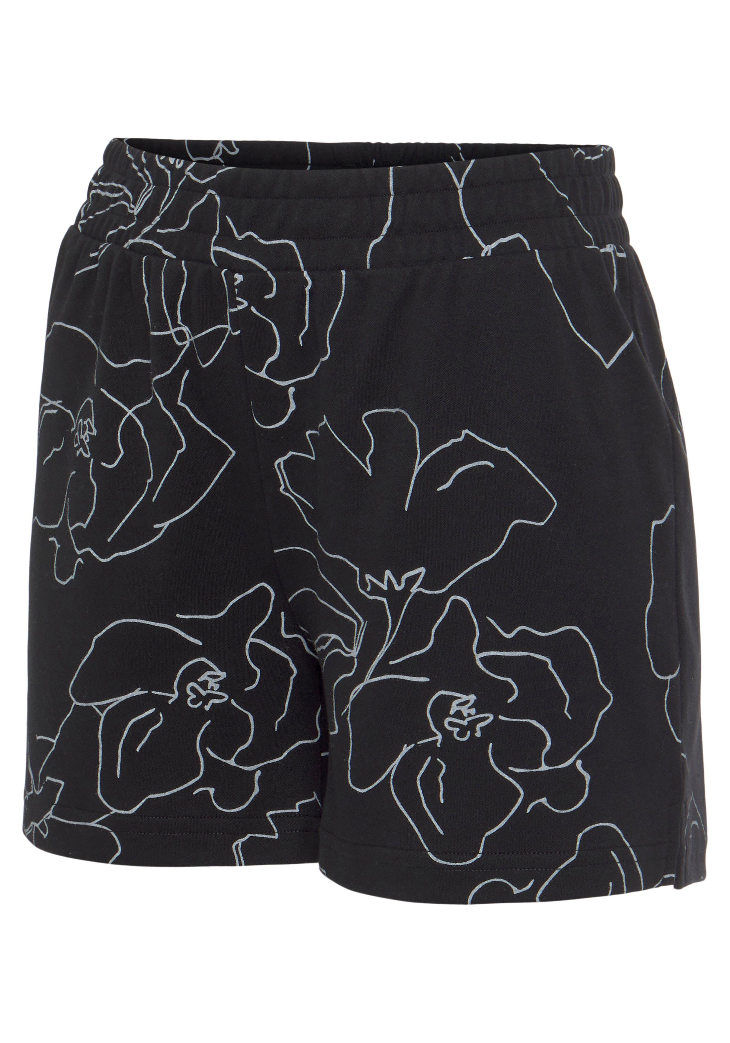 Lascana Sweatshort -lounge shorts met allover bloemetjesprint, loungewear