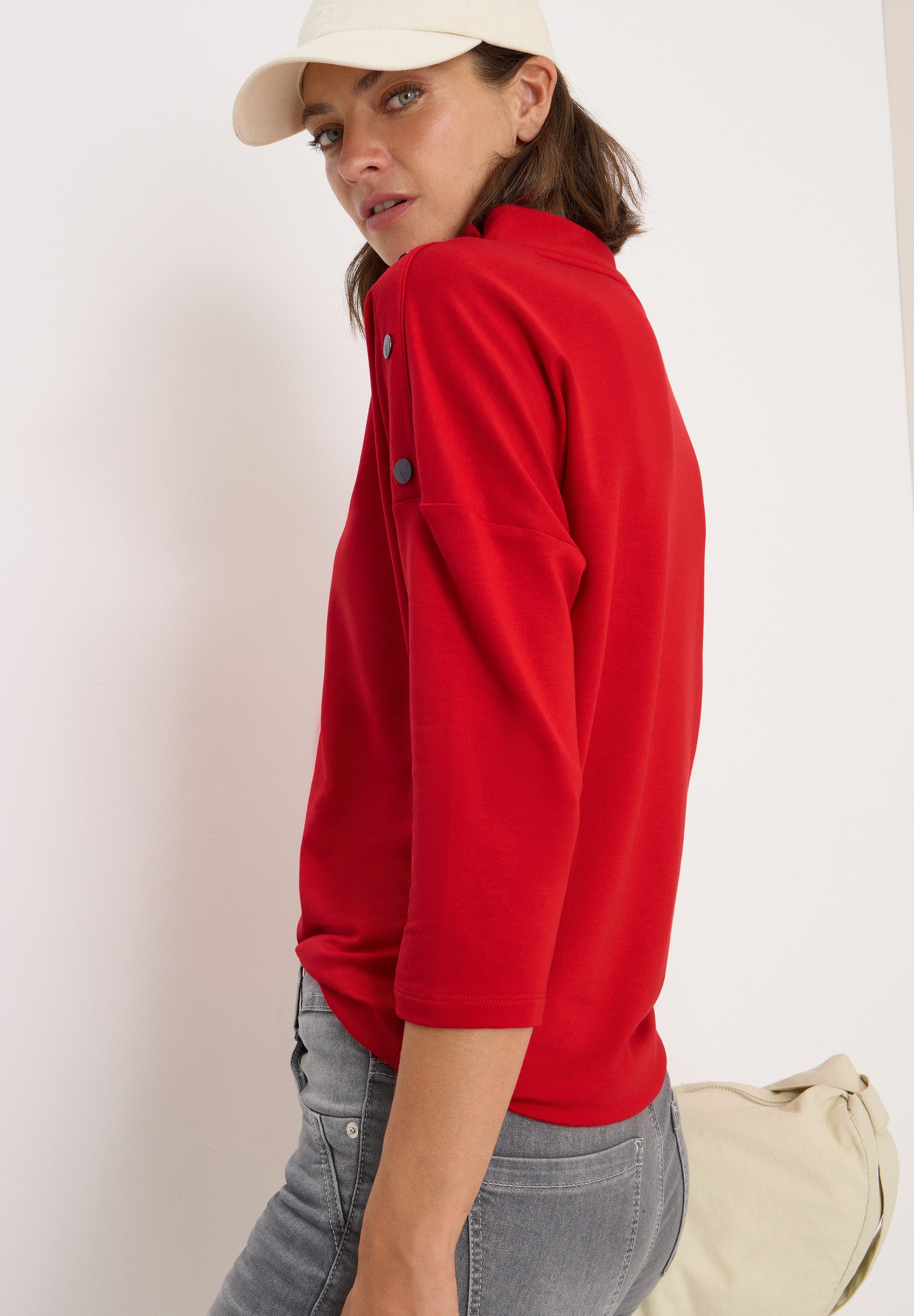 Cecil Shirt met 3/4 mouwen met knoopdetail