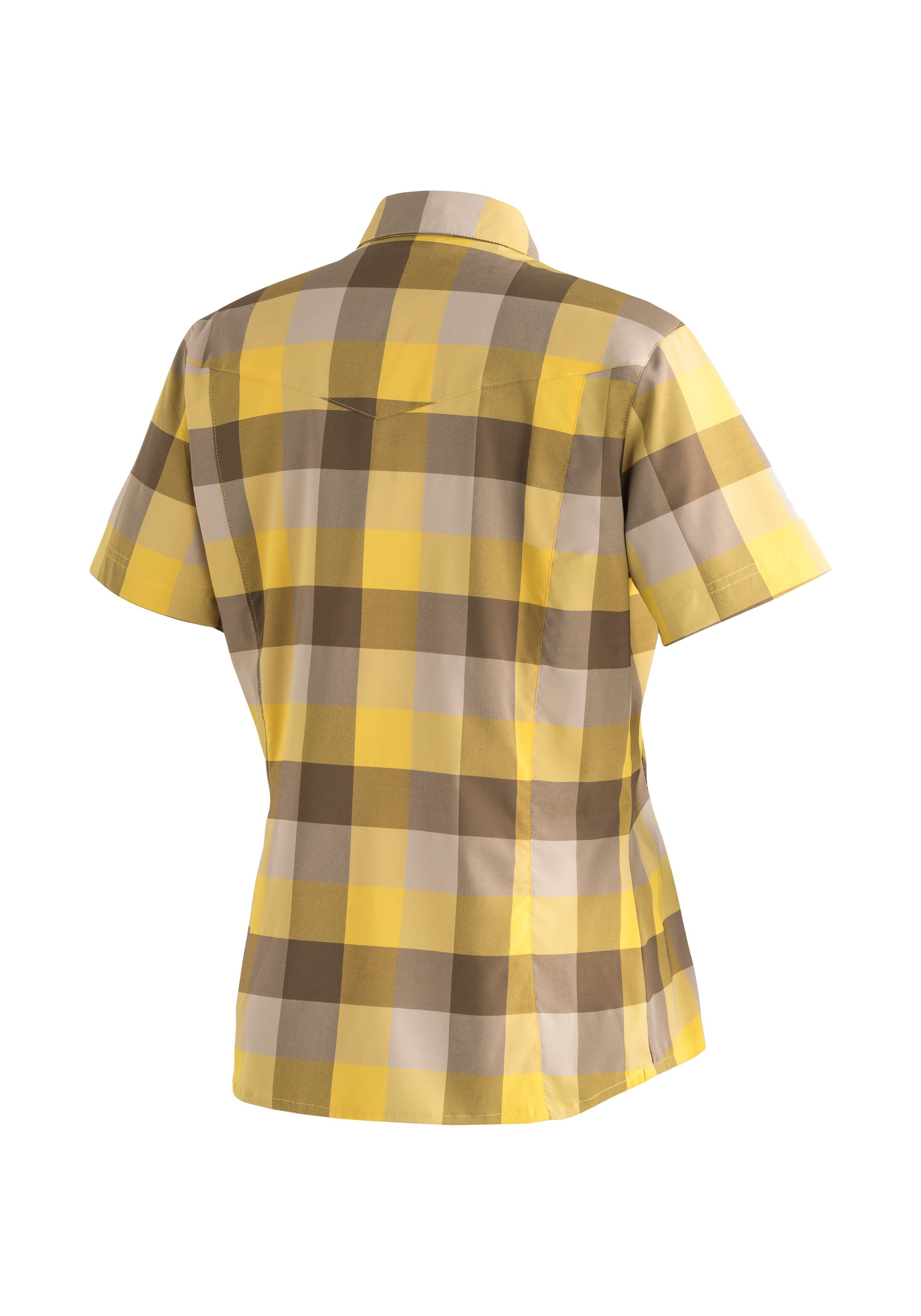 Maier Sports Outdoorblouse Kendra S/S W Dames korte mouwen blouse, onderhoudsvriendelijke geruite blouse