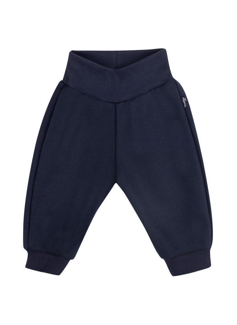 Trigema Jerseybroek TRIGEMA comfortabele joggingbroek met boorden (1-delig) kinderen broeken & leggings maat 68 blauw