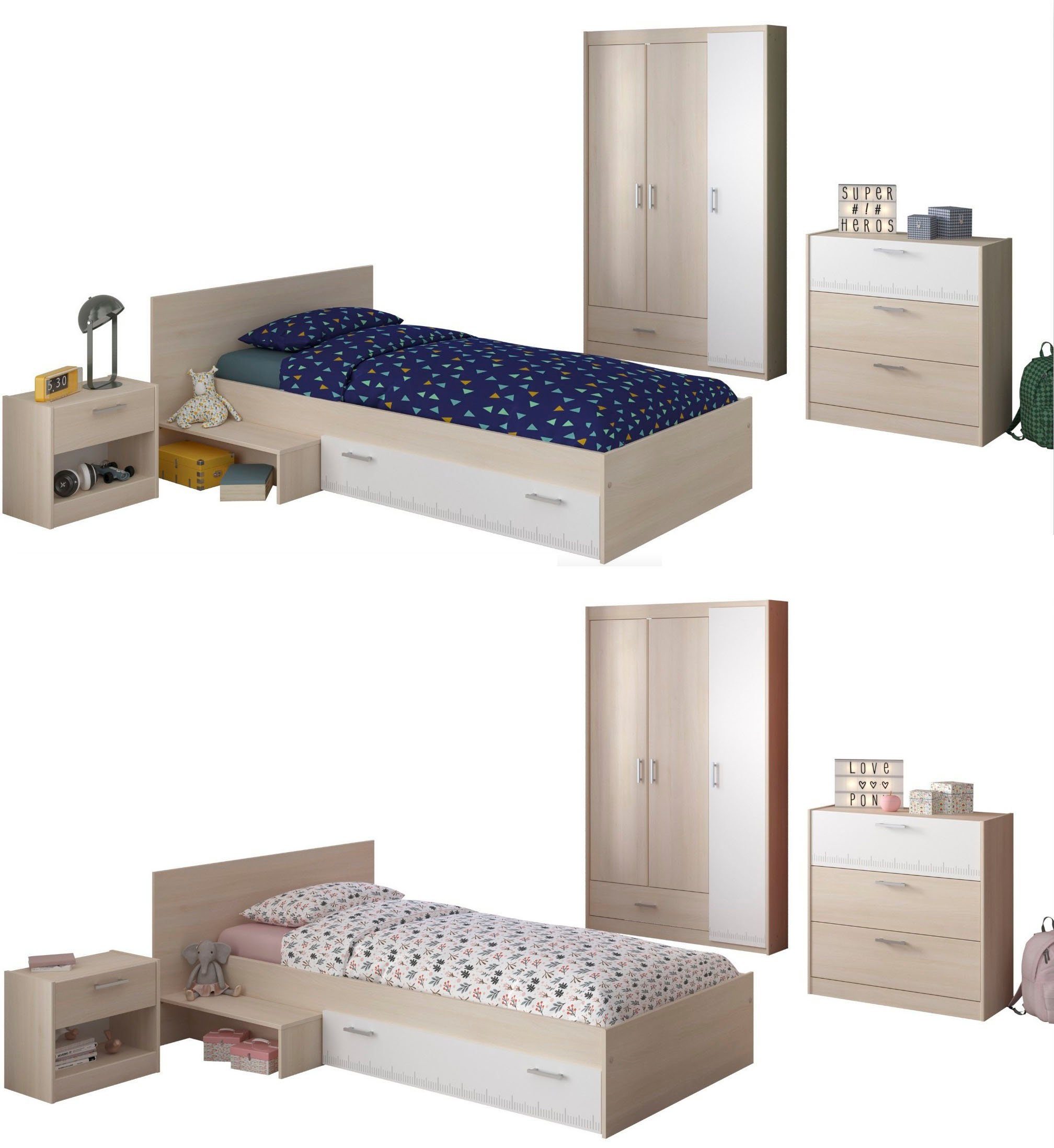 Parisot Tienerkamerset Parisot Kinderkamer Charly 12 (4-delig) complete kinderkamers beige