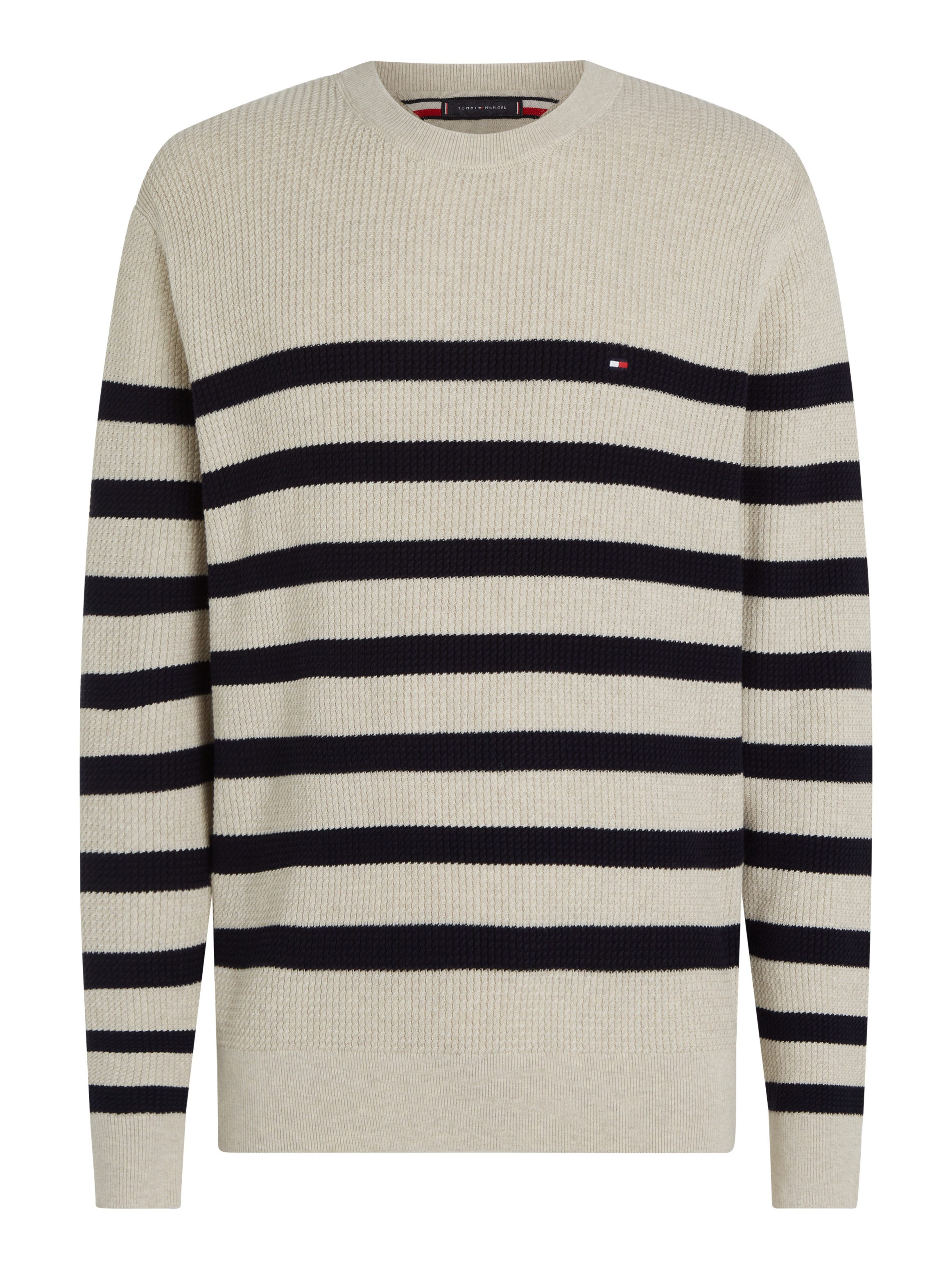 Tommy Hilfiger Gebreide trui STRUCTURE CREW NK met contrastkleurige strepen