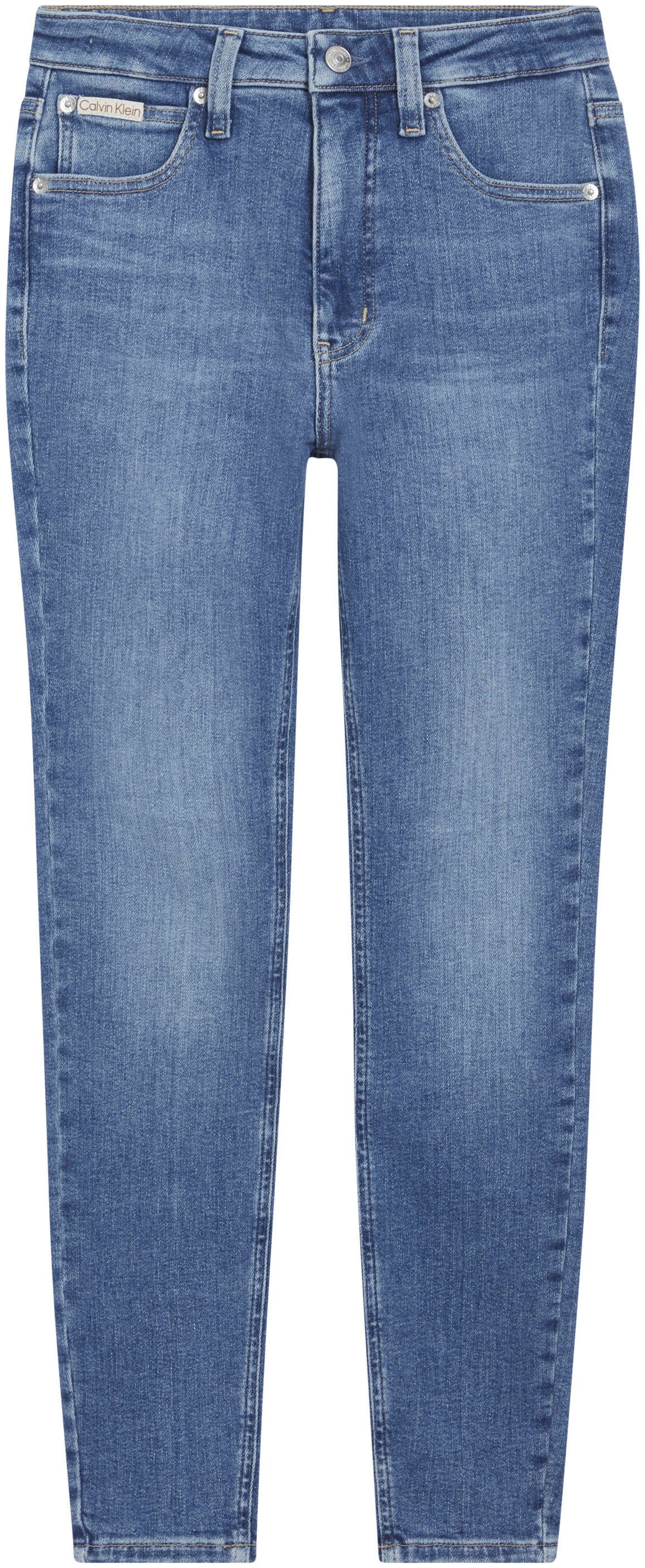 Calvin Klein Skinny fit jeans HIGH RISE SUPER SKINNY ANKLE met stone-wash look met muntzakje
