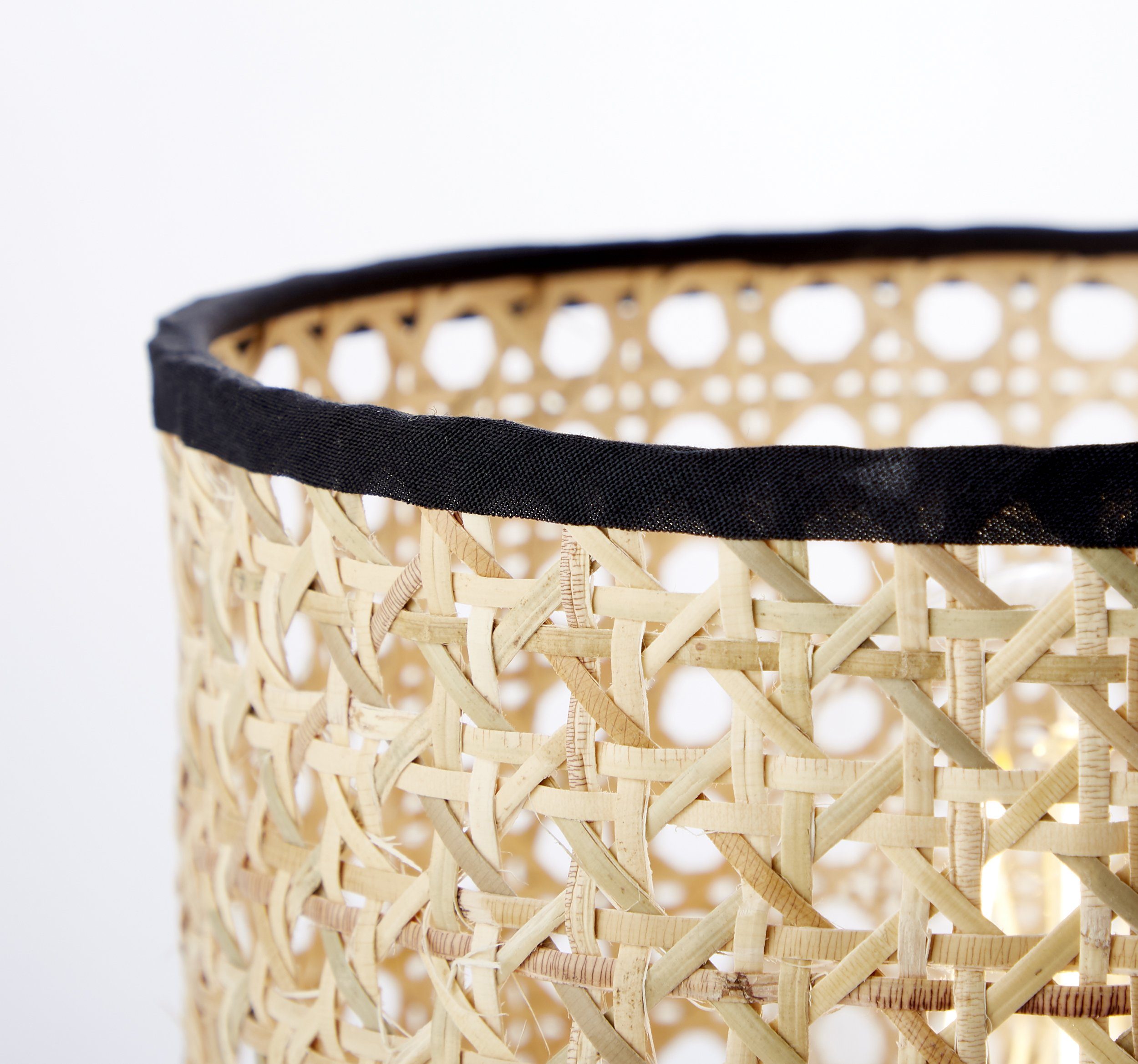 Brilliant Leuchten Tafellamp WILEY 21 cm hoogte, ø 17,5 cm, e27, metaal/rotan, hout licht/zwart (1 stuk)