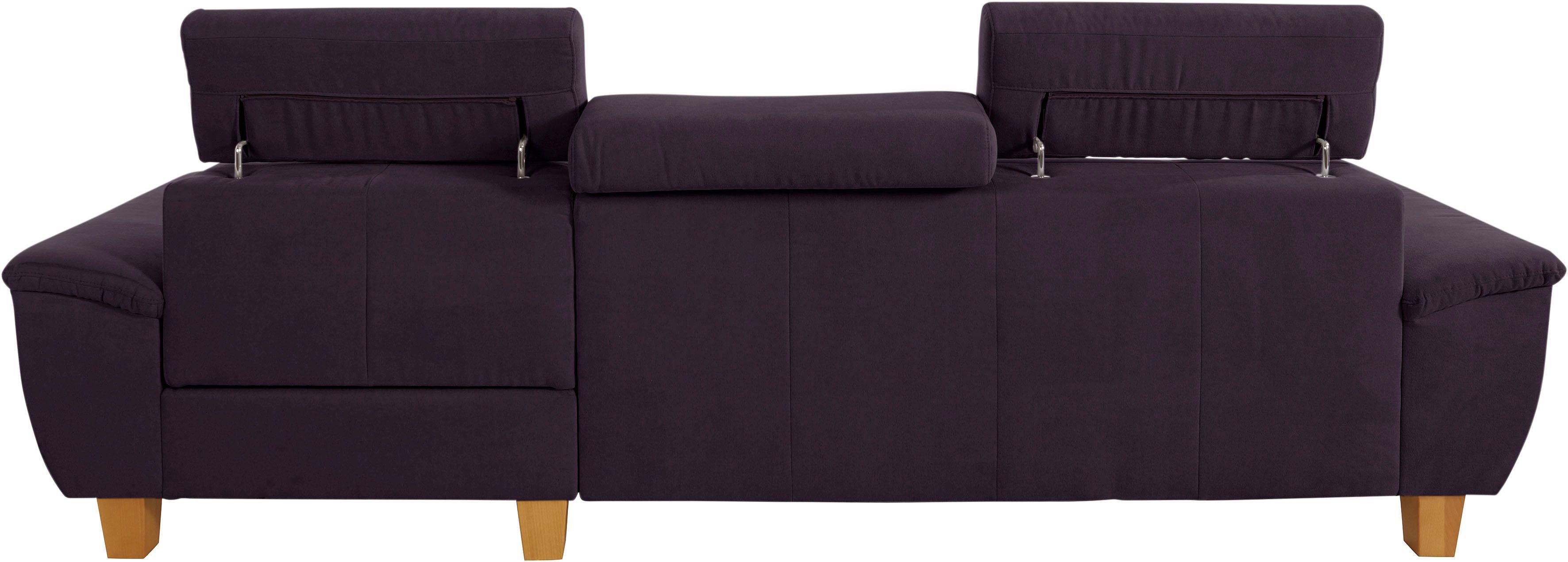 exxpo - sofa fashion Hoekbank Enya, uitgebreide afwerking, hoog zitcomfort, comfortabel, L-vorm inclusief verstelbare hoofdsteun, naar keuze met slaapfunctie en bedkist