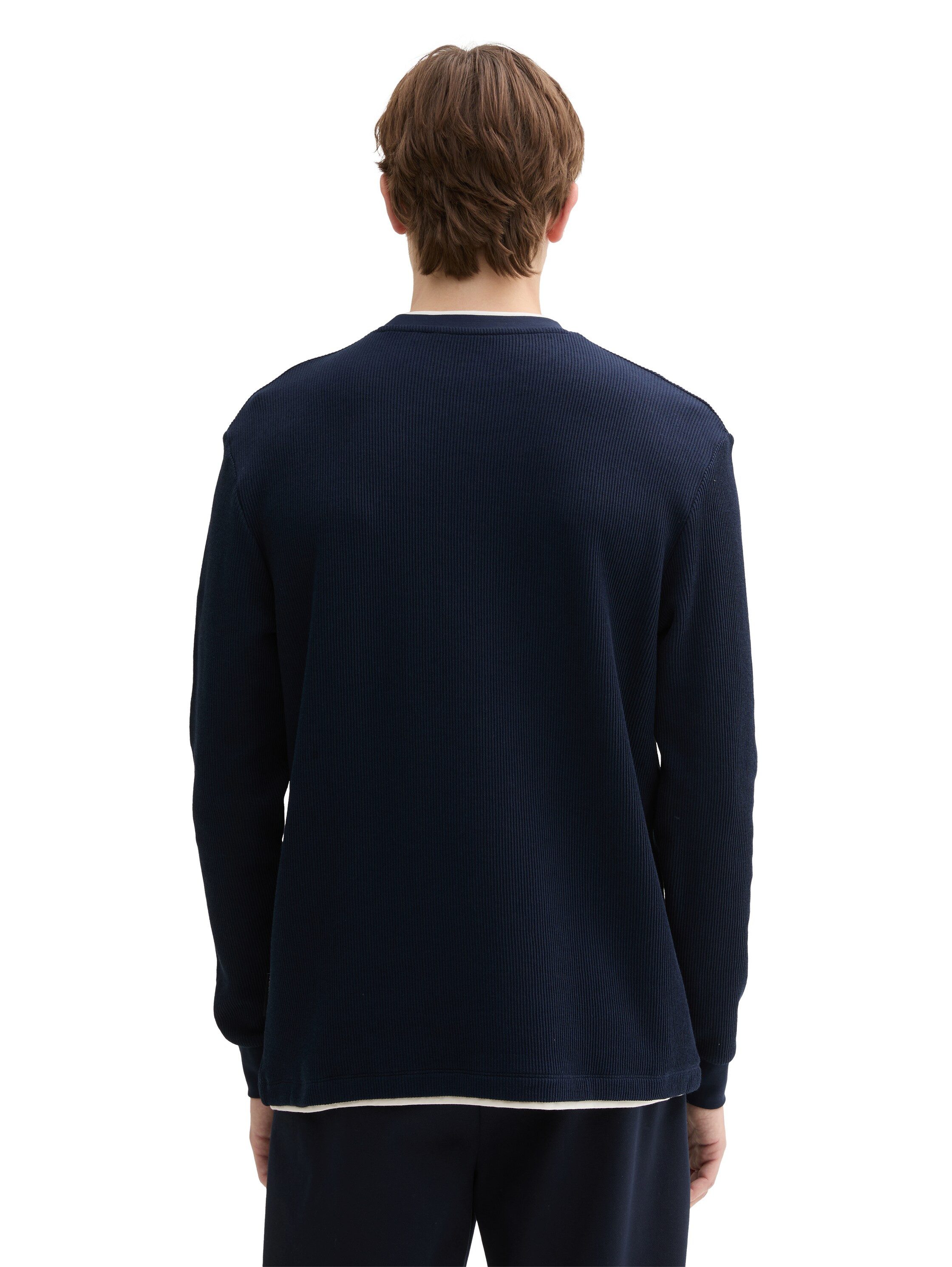 Tom Tailor Denim 2-in-1-shirt met lange mouwen met ribstructuur