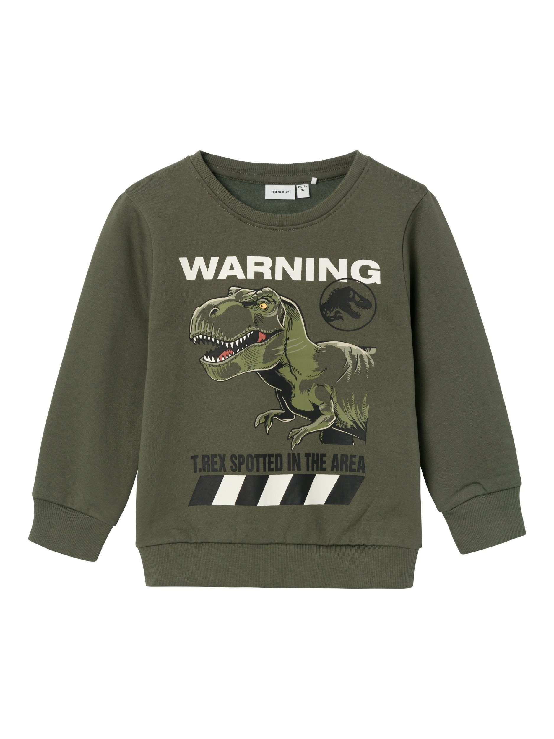 Name it MINI sweater NMMNAT met printopdruk donkergroen Printopdruk 122 128