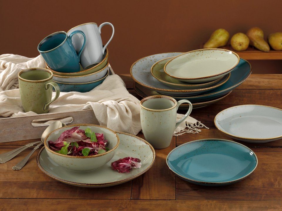 CreaTable Combi-servies Servies-set NATURE COLLECTION Servies, harmonieus natuurlijk glazuur, 16 delen, voor 4 personen (set, 16-delig)