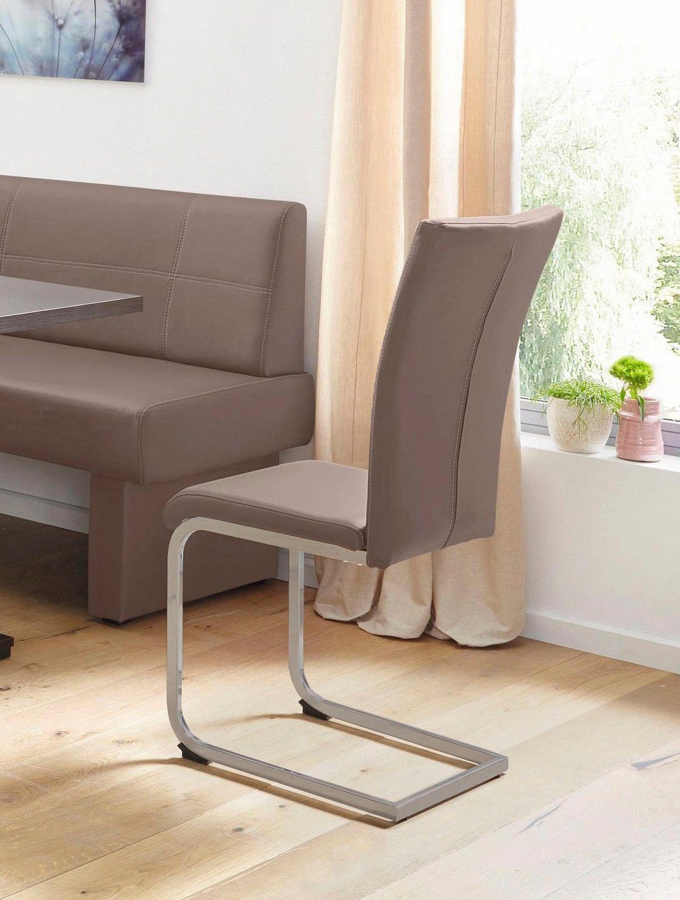 Home affaire Vrijdragende stoel Nils Stoel belastbaar tot 120 kg, frame metaal in chroom-look of zwart (set, 2 stuks)