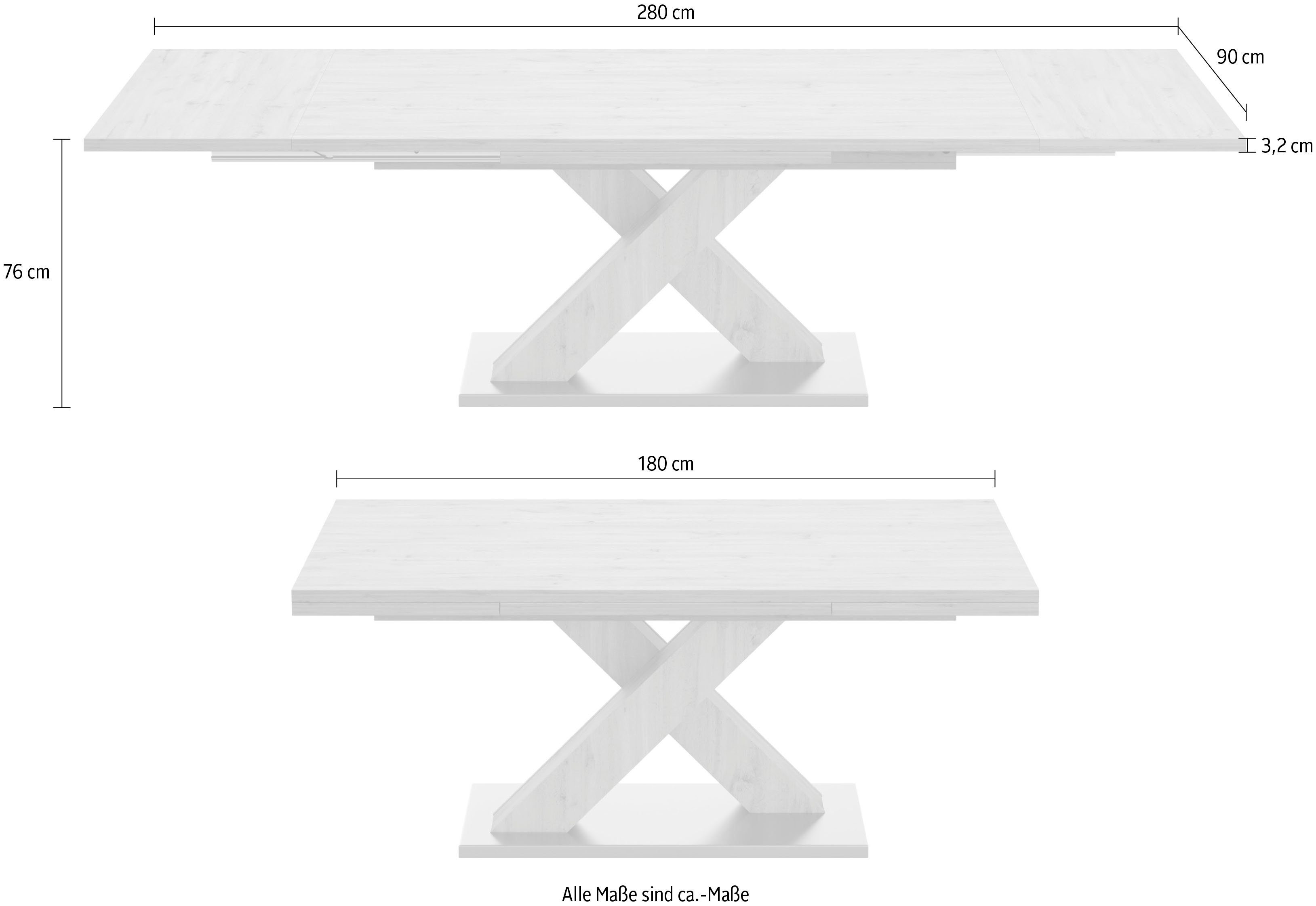 Mäusbacher Eettafel Comfort tafel TOPSELLER! Mäusbacher eettafel met X-frame en voetplaat. Breedte 180-280
