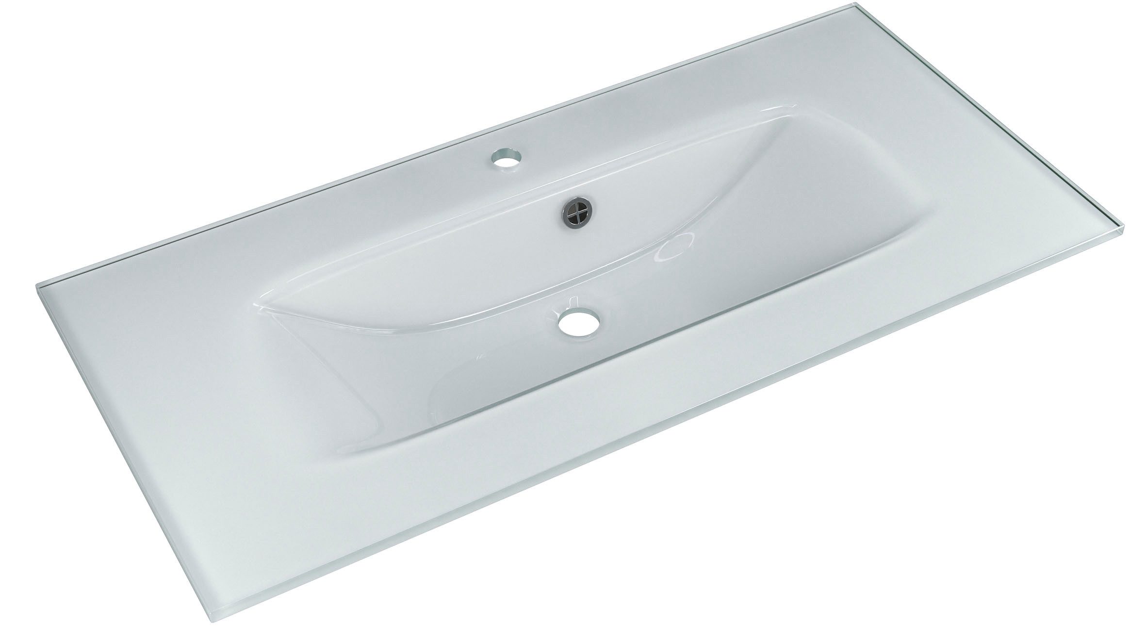 Saphir Badmeubelset Trentino 2-delig glazen wastafel, spiegelkast met LED-verlichting Badkamermeubel-set 107cm breed, incl. deurdemper, 3 deuren, 2 lades (3 stuks)