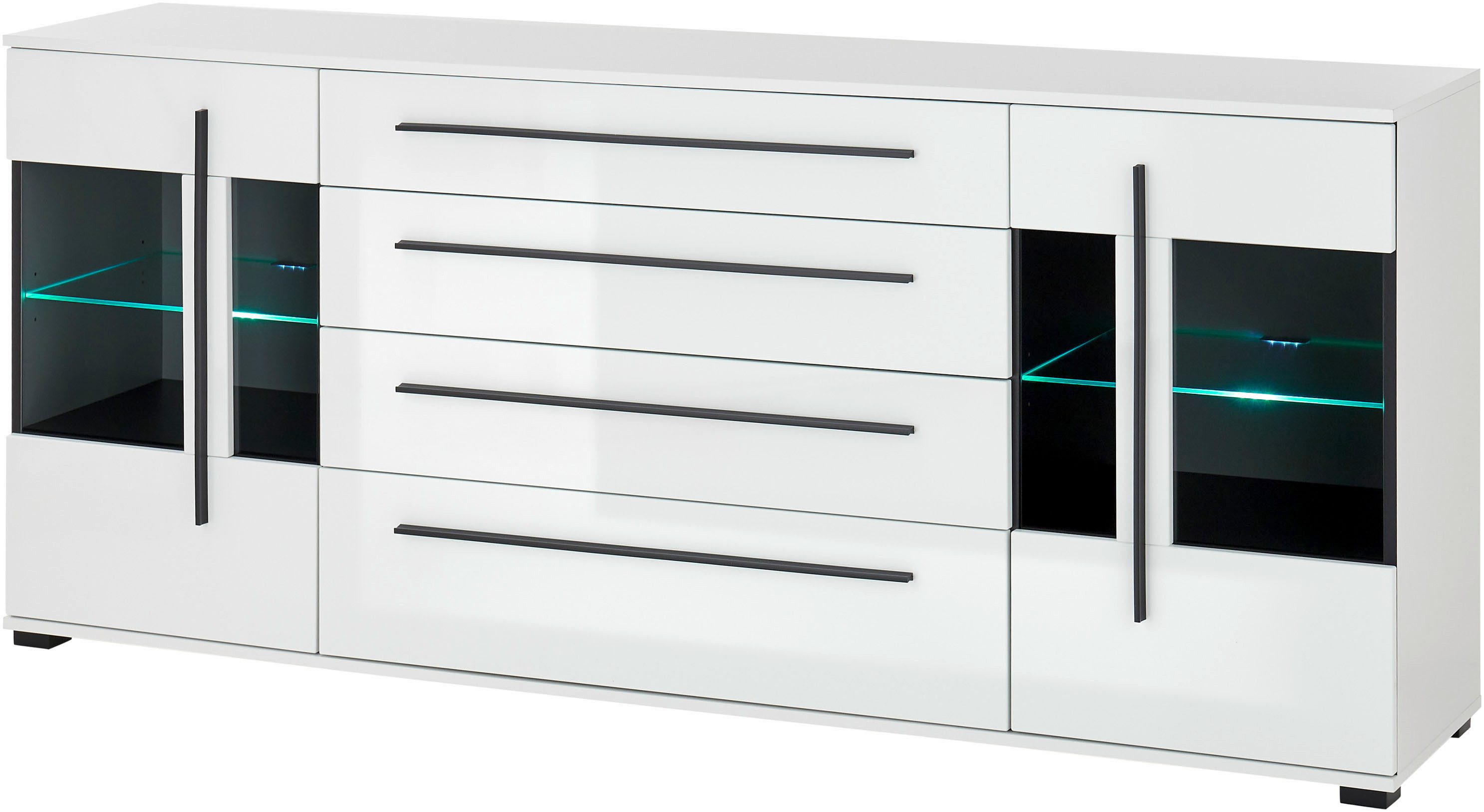 INOSIGN Dressoir Cantara, moderne kast, commode in Eiken Evoke of wit zwarte stanggreep, voldoende opbergruimte, veelzijdig inzetbaar