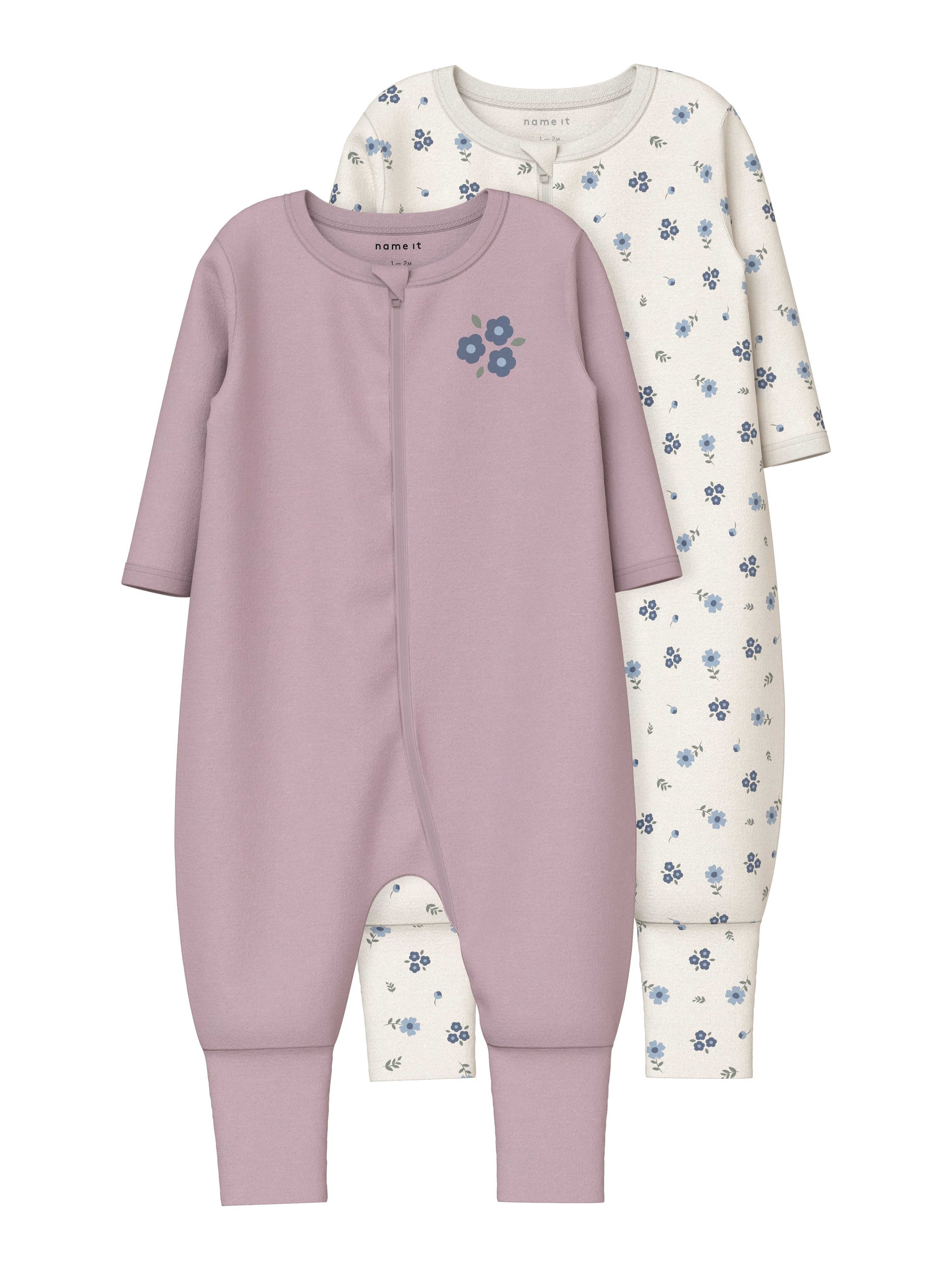 Name It Pyjama NBFNIGHTSUIT 2P ZIP FF JET FLOWER NOOS (set, 2-delig)