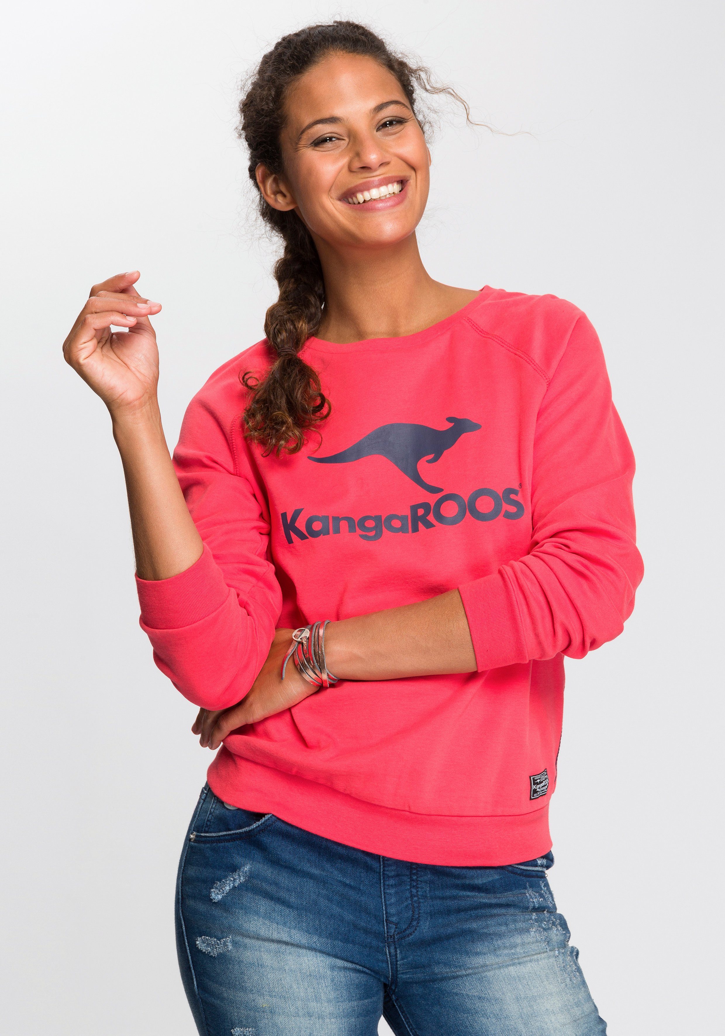 KangaROOS Sweatshirt Lange mouwen, figuurvolgende snit, met print, ronde hals