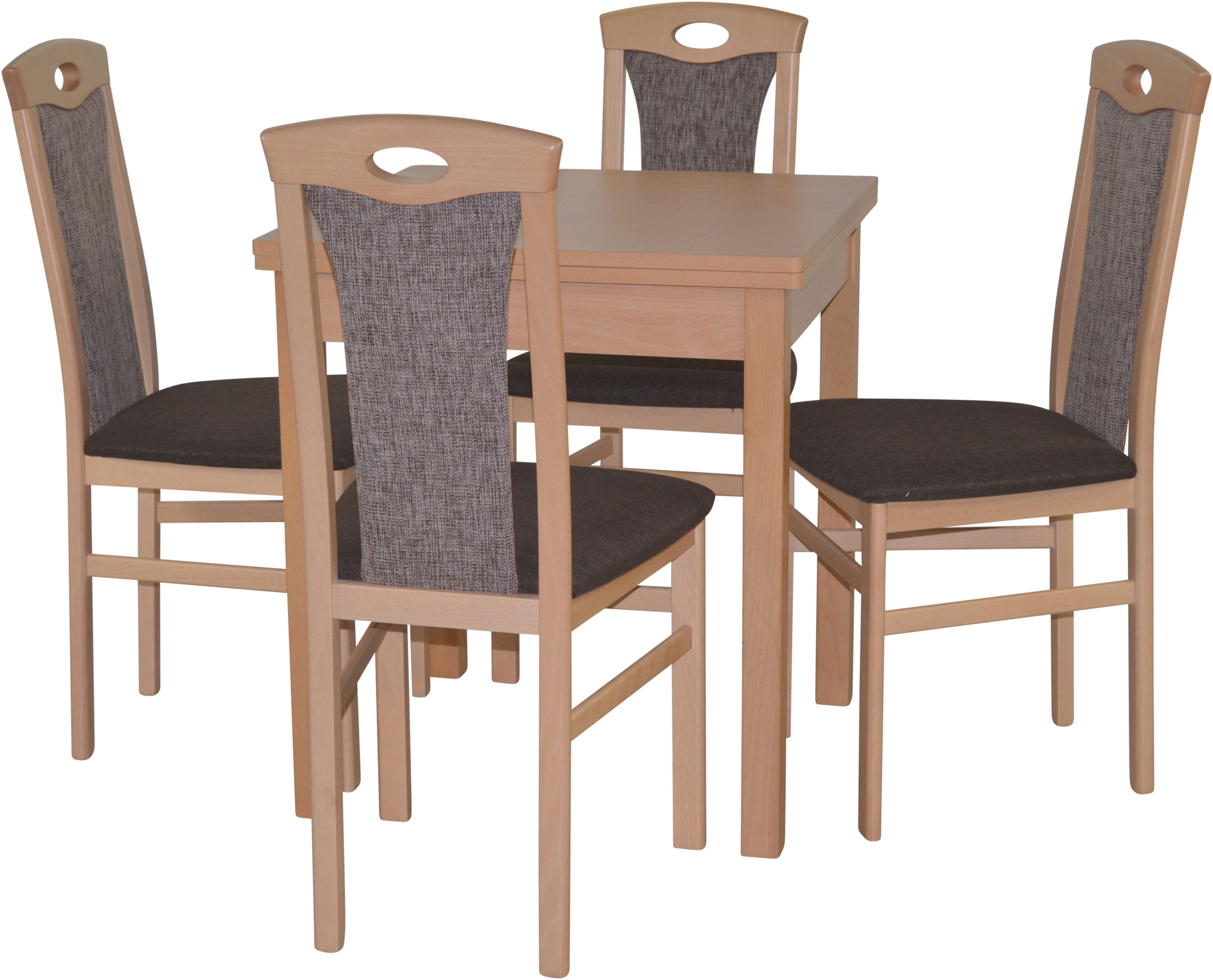 HOFMANN LIVING AND MORE Eethoek 5-delige eethoek Stoelen voorgemonteerd (voordeelset, 5-delig)