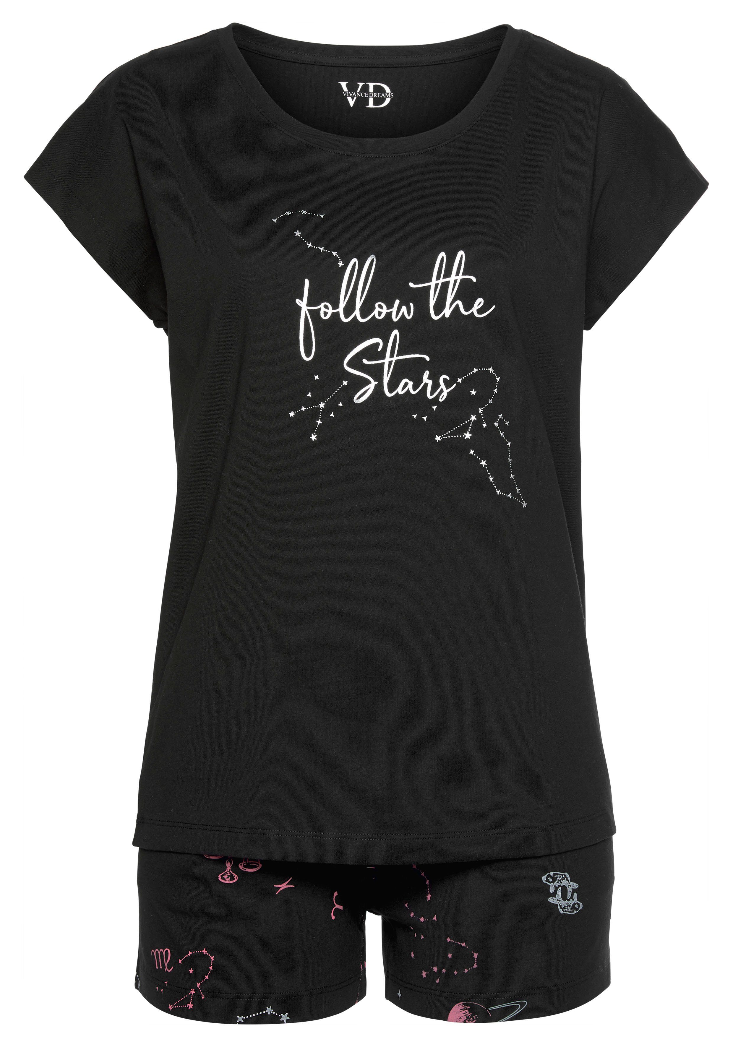 Vivance Dreams Shortama met galaxy-motief (2-delig, 1 stuk)