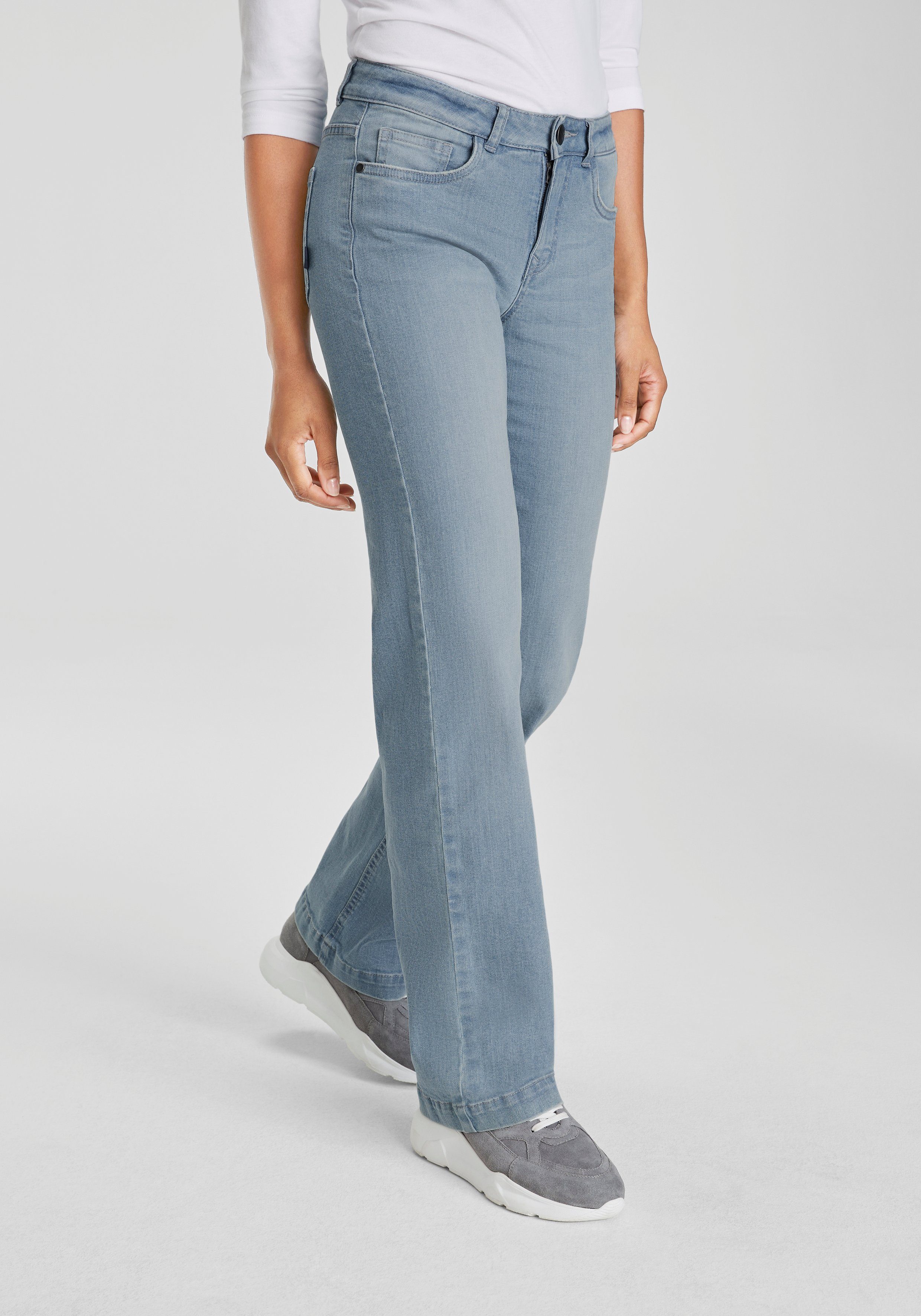 Arizona Rechte jeans wijde pasvorm used-look-wassing hoge taille