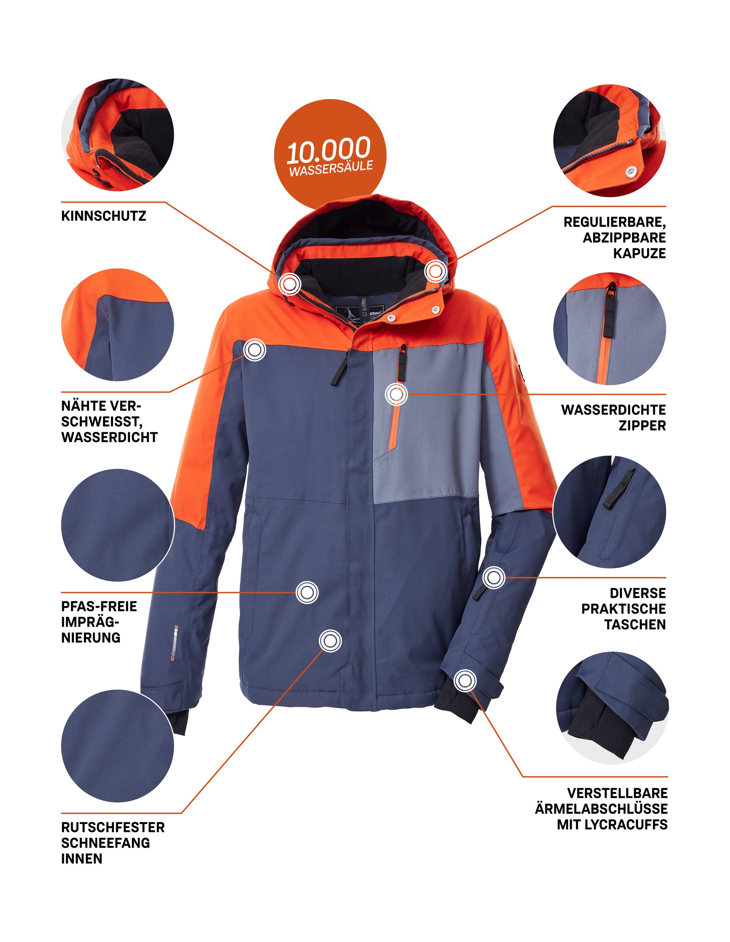 Killtec Ski-jack KSW 52 MN SKI JCKT Waterdichte, ademende herenjas met sneeuwvanger en zakken