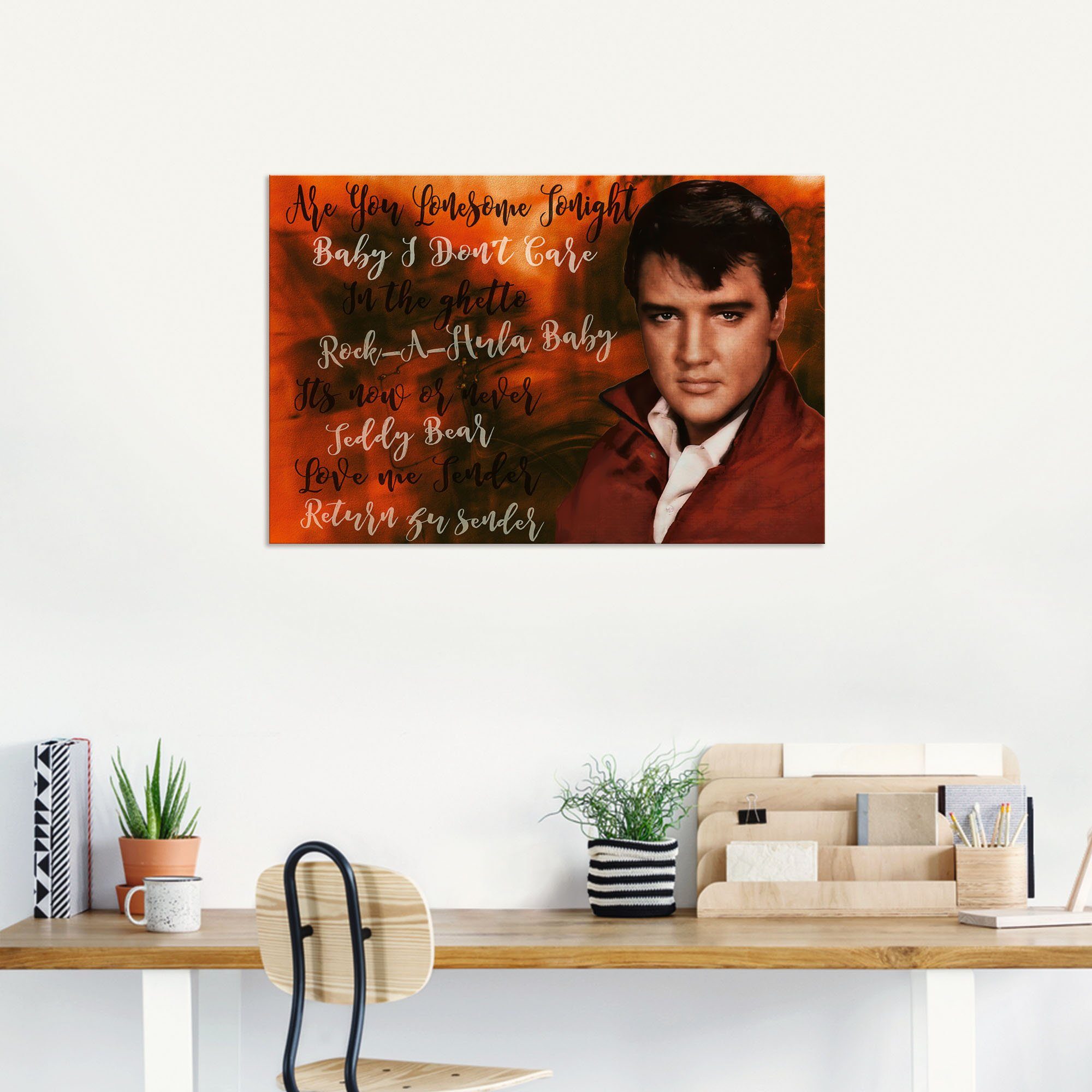 Artland Artprint Elvis ster als artprint van aluminium, artprint voor buiten, poster in diverse formaten