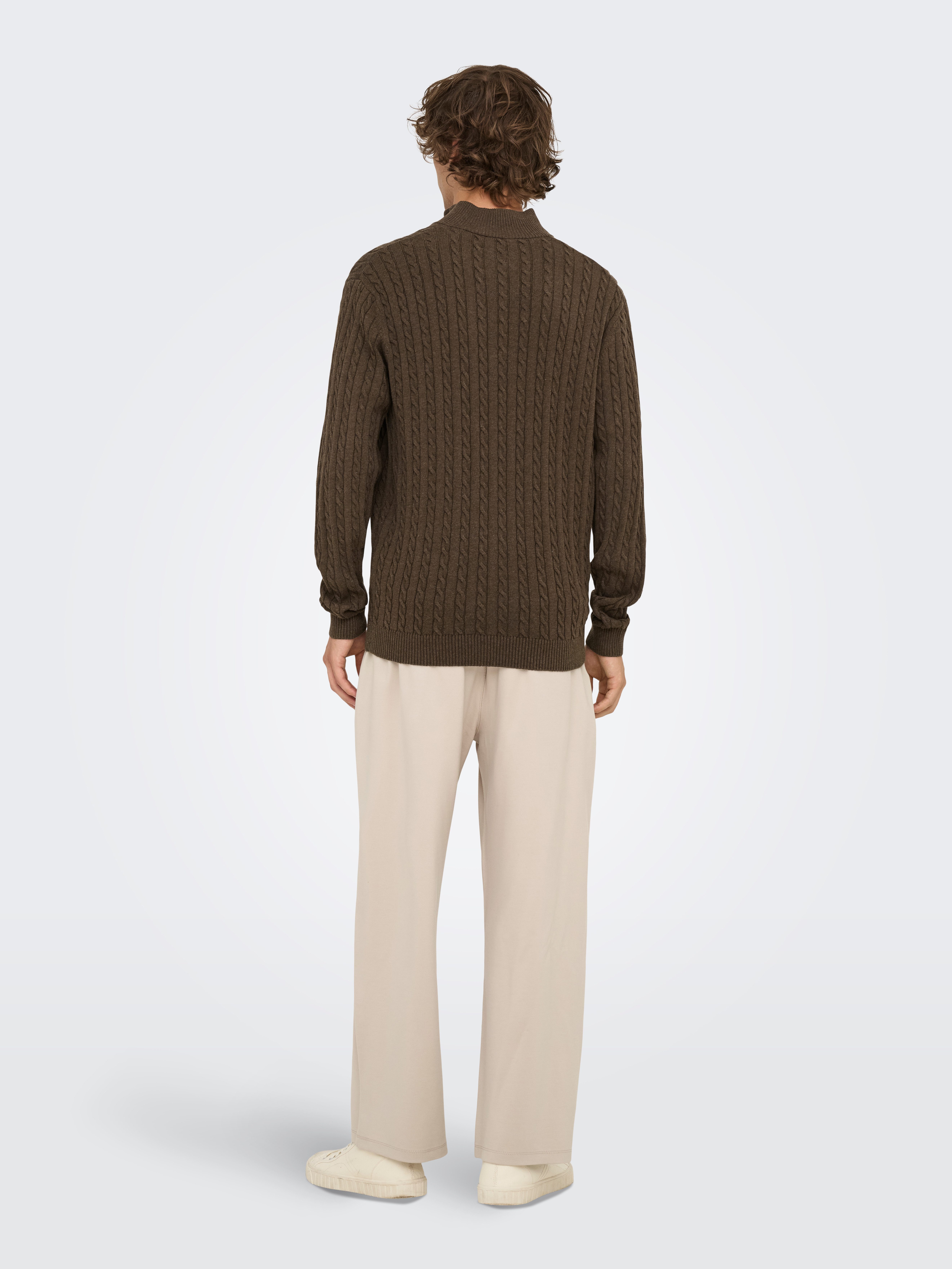 ONLY & SONS Schipperstrui ONSLOUI REG 12 CABEL HALF ZIP KNIT