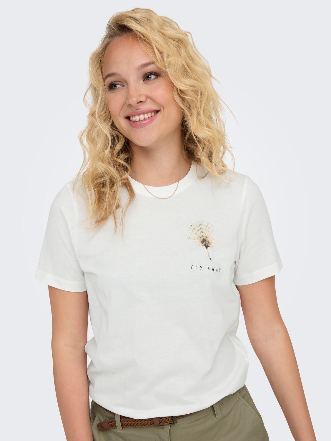 Only Shirt met korte mouwen ONLKITA LIFE REG S S FEATHERS TOP JRS