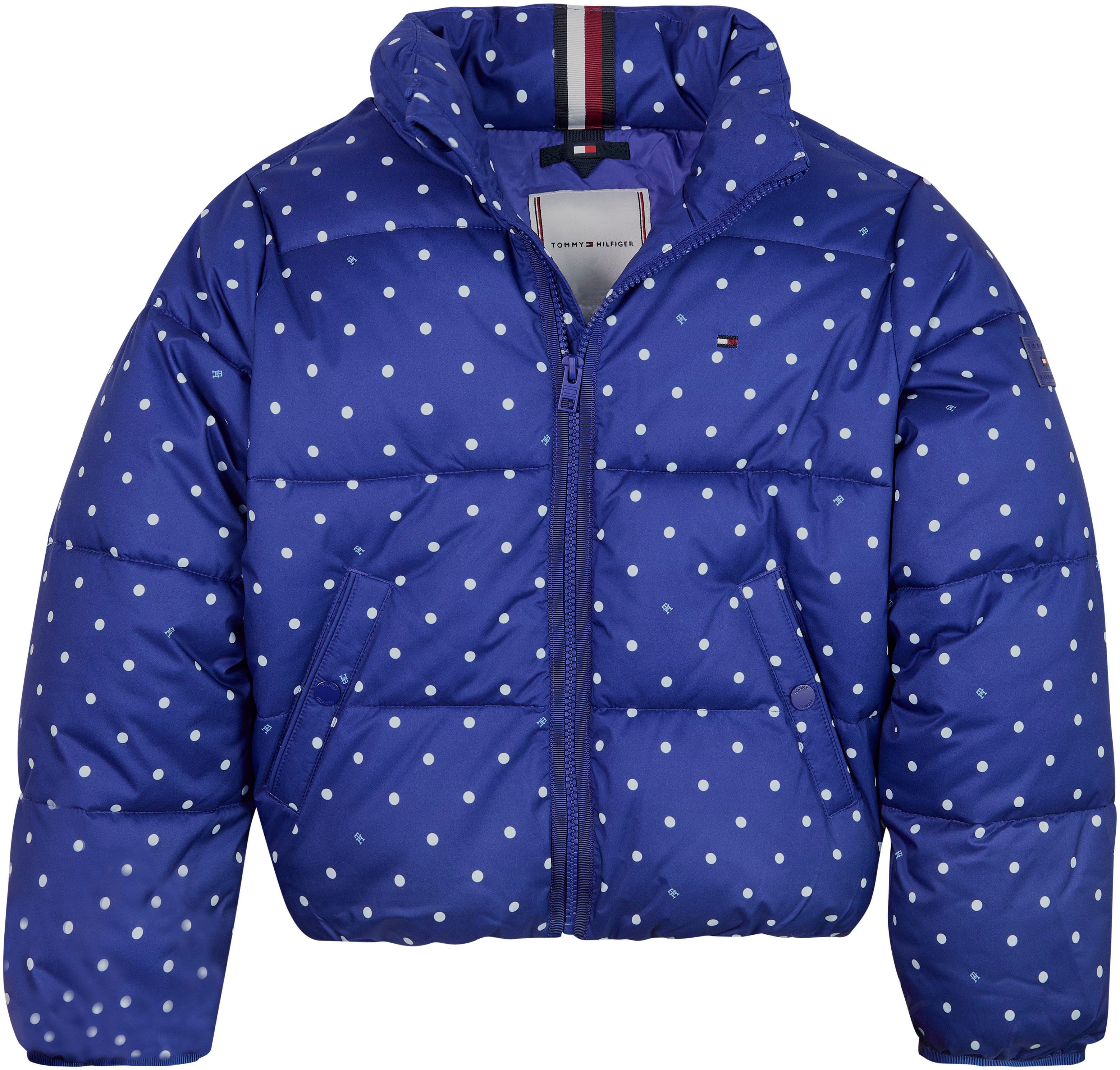 Tommy Hilfiger Winterjack ALLOVER PRINTED PUFFER JACKET Kinderen Kids Junior MiniMe, met allover stippenpatroon