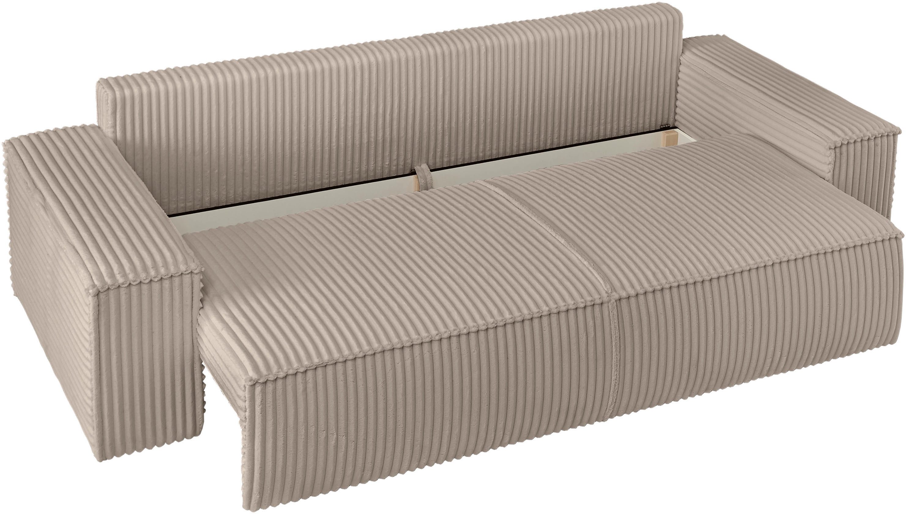 andas 3-zitsbank FINNLEY slaapbank 257 cm, slaapfunctie met bedlade (200/136cm)
