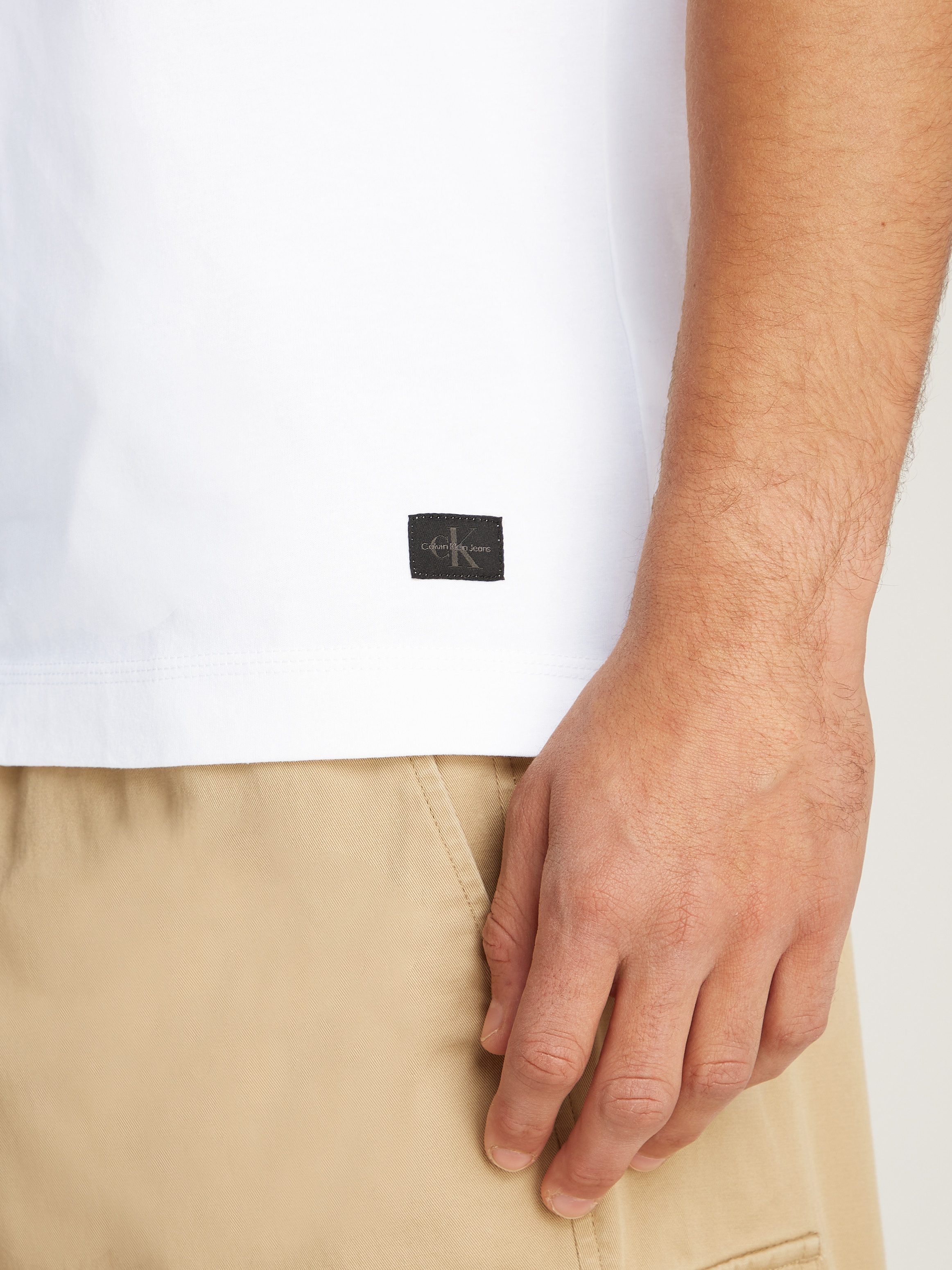 Calvin Klein Shirt met ronde hals WOVEN LABEL REGULAR TEE