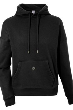 m.x.o hoodie dames behaaglijk zachte capuchonsweater met borduursel zwart