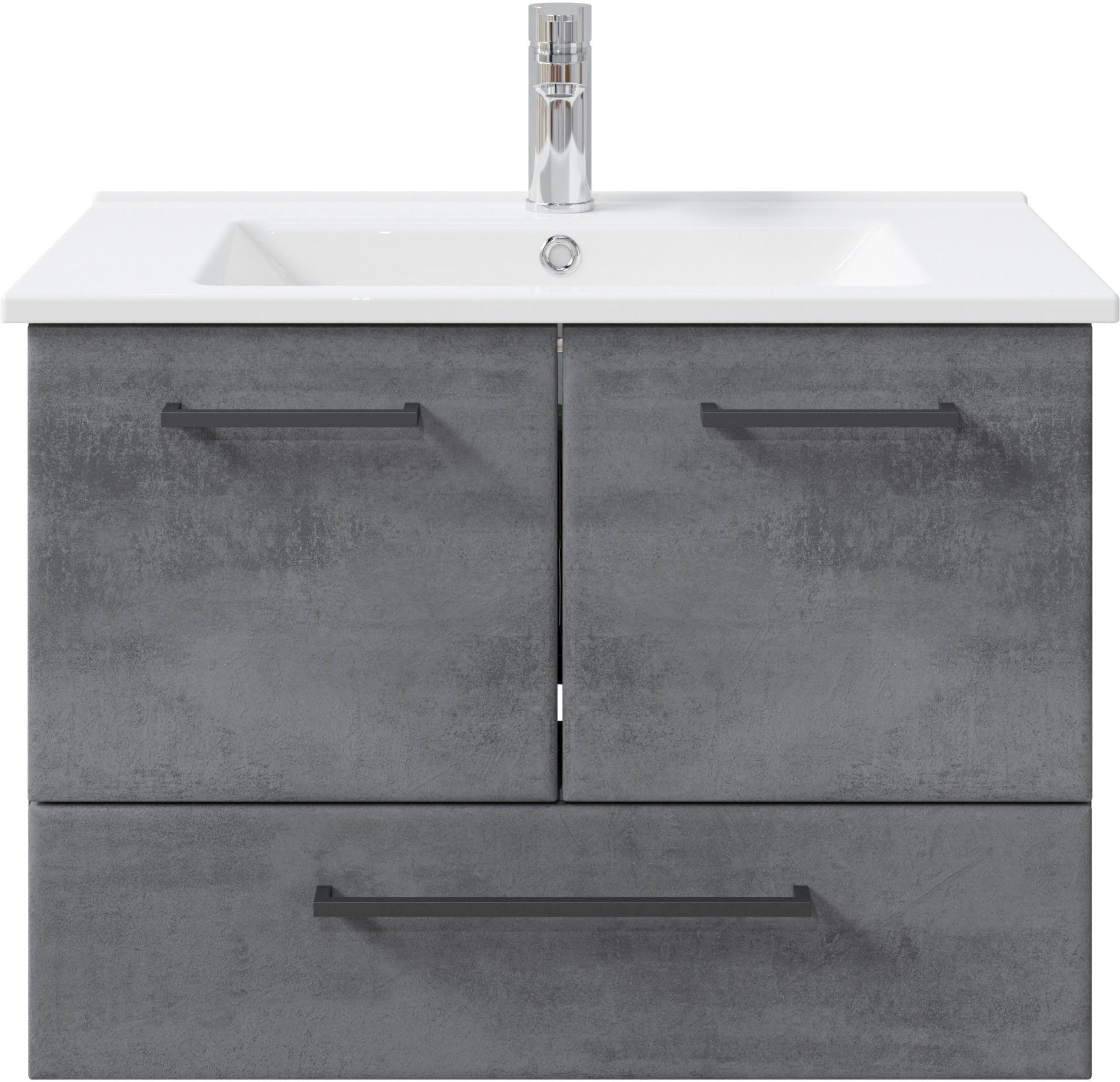 Saphir Badkamerserie Quickset 945 keramieken wastafelonderkast met onderkast, 75 cm breed Wastafelmeubel, 2 deuren, 1 lade, inclusief deurdemper,