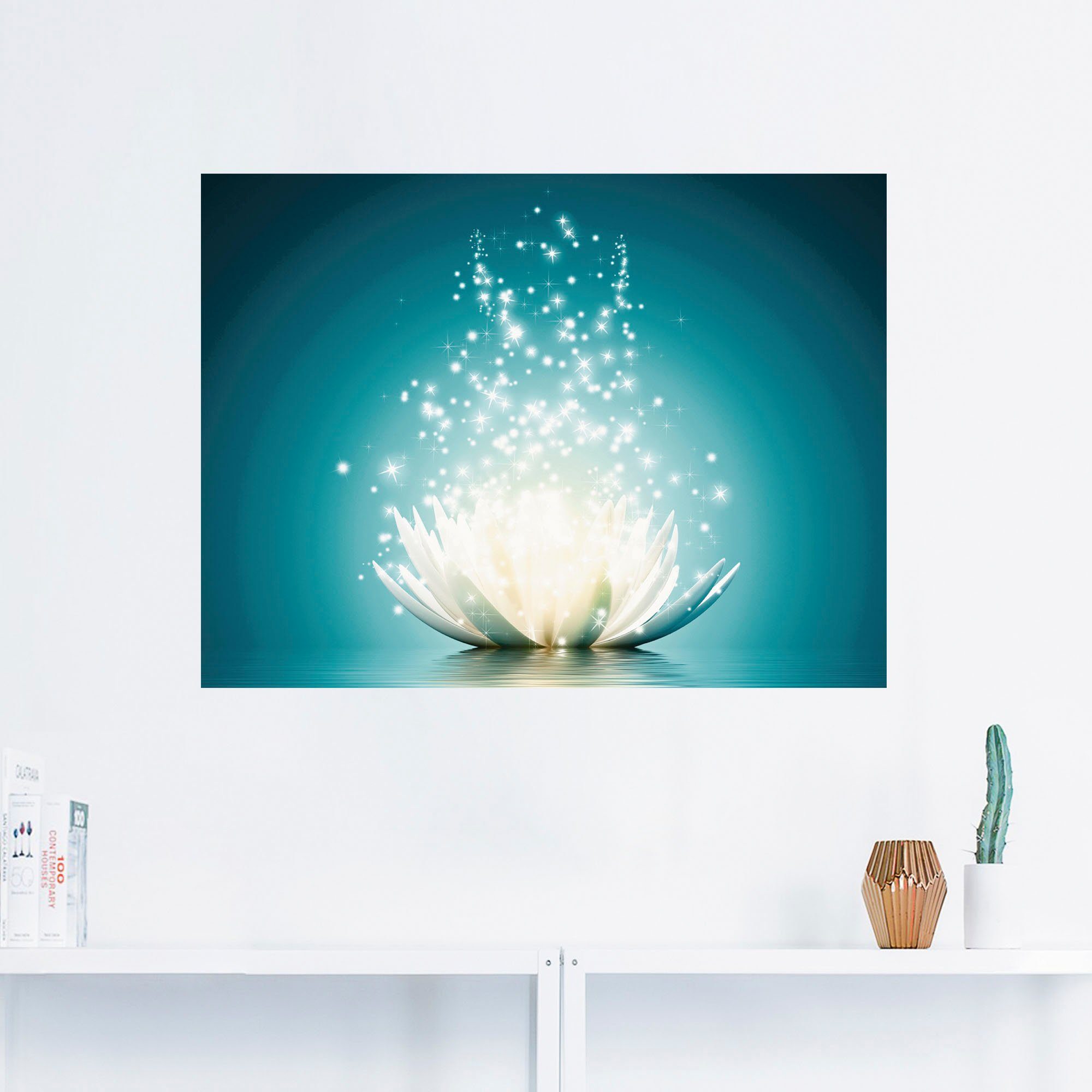 Artland Artprint Magie van de lotusbloem als artprint van aluminium, artprint voor buiten, artprint op linnen, poster, muursticker