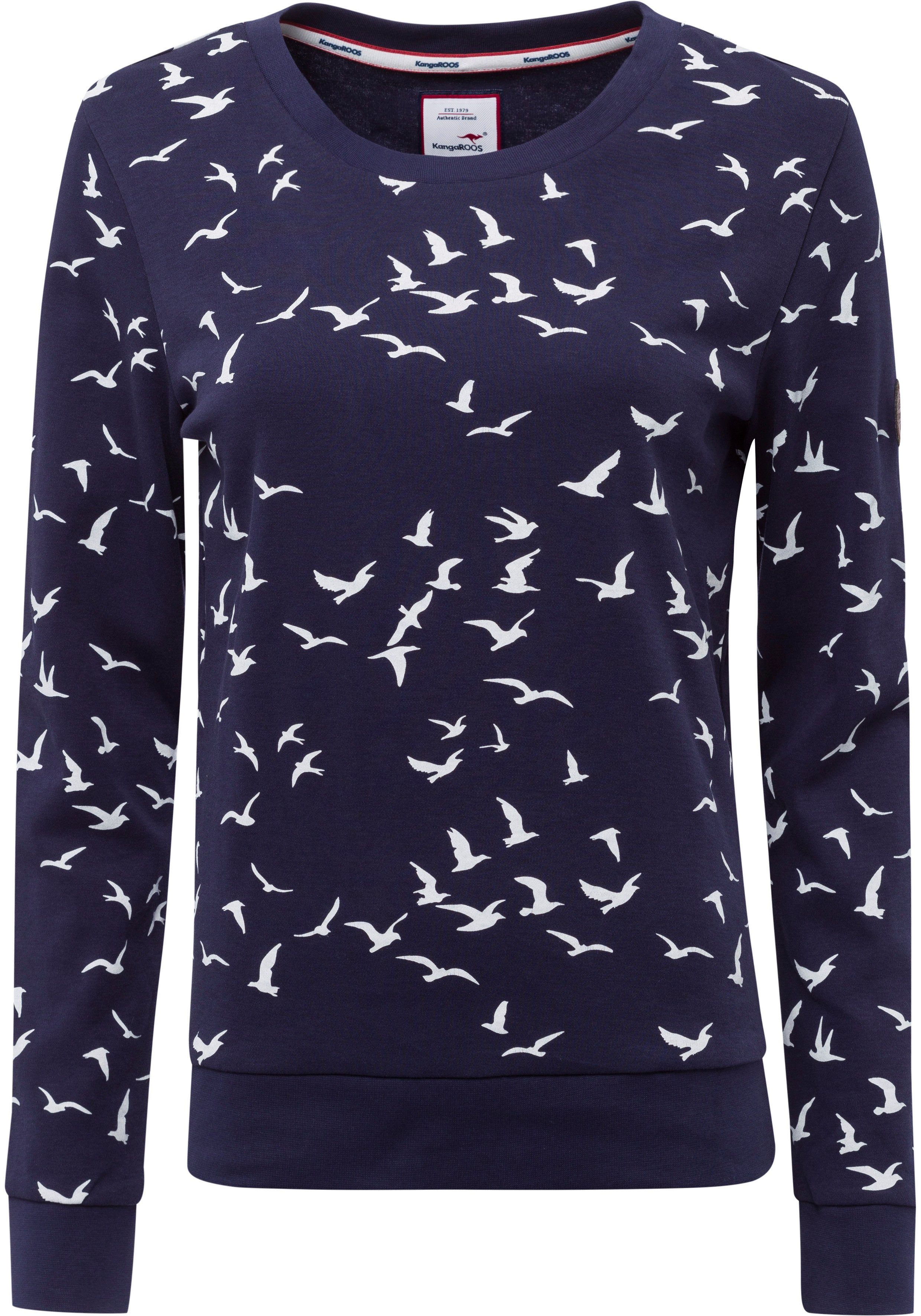 KangaROOS Sweatshirt Lange mouwen, figuurvolgende snit, bedrukt, ronde hals