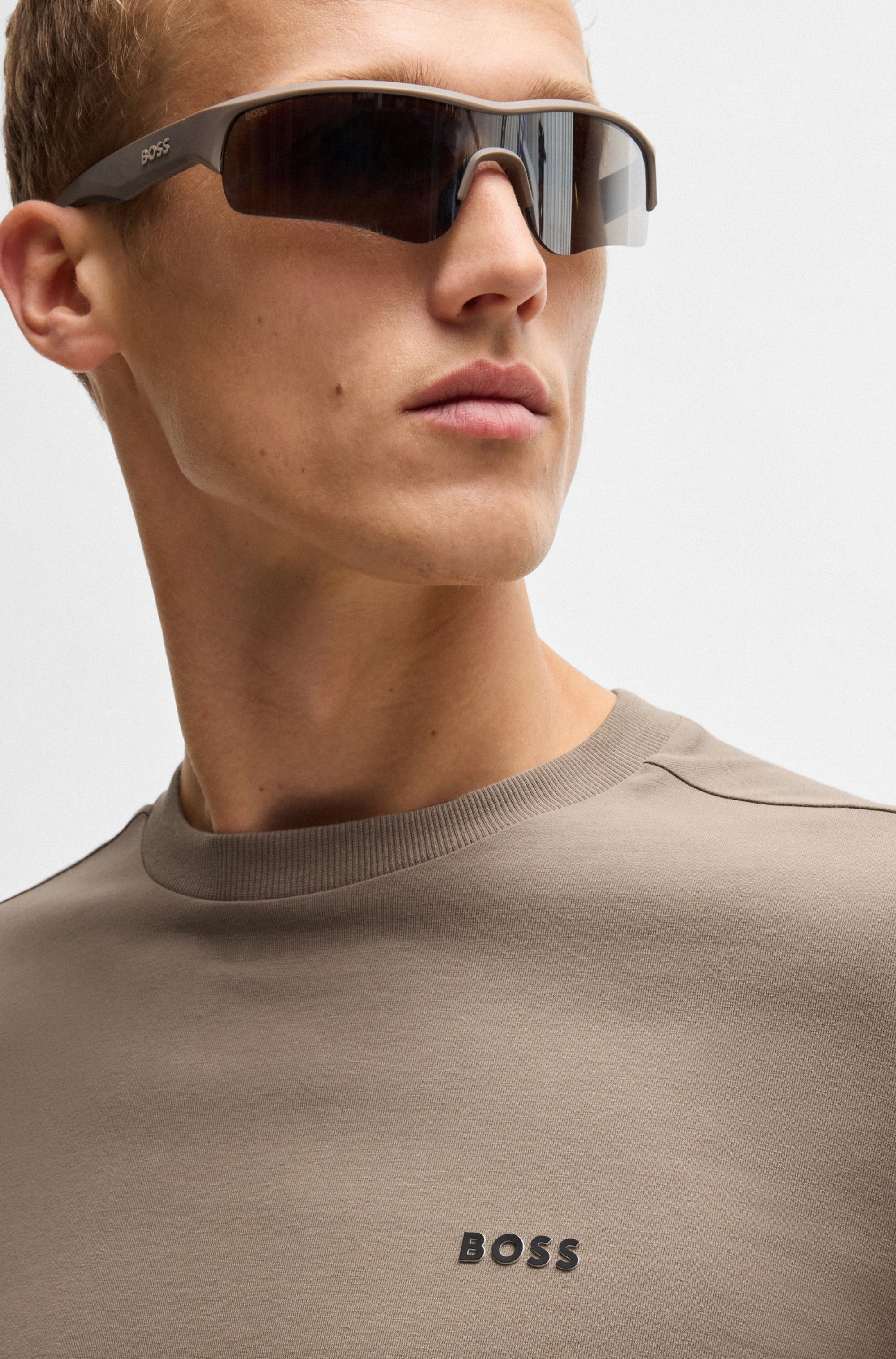 BOSS GREEN Shirt met lange mouwen Tee Long met een ronde hals